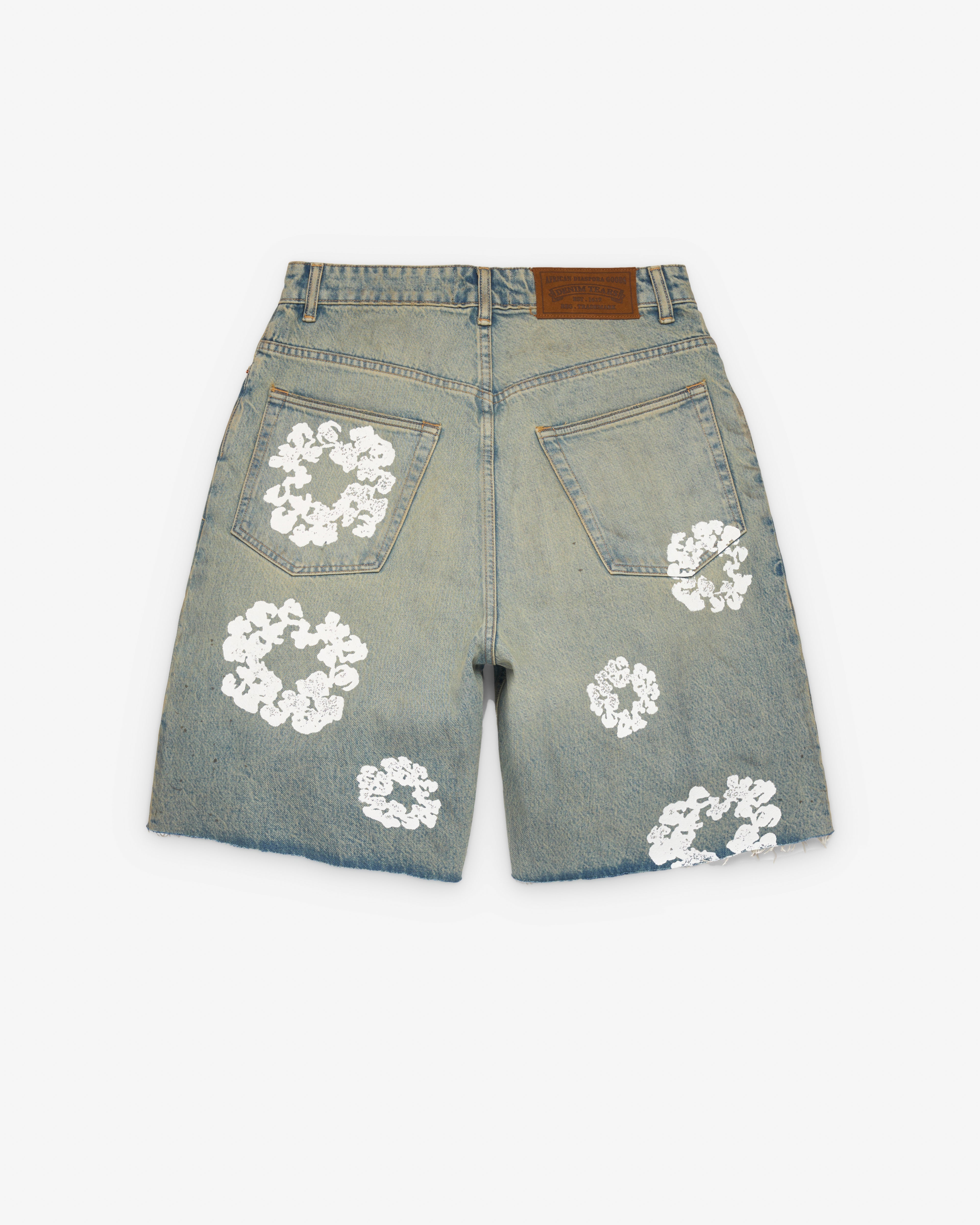 Denim Tears: Men's Cotton Wreath Denim Shorts (Dirty Wash) | DSMNY