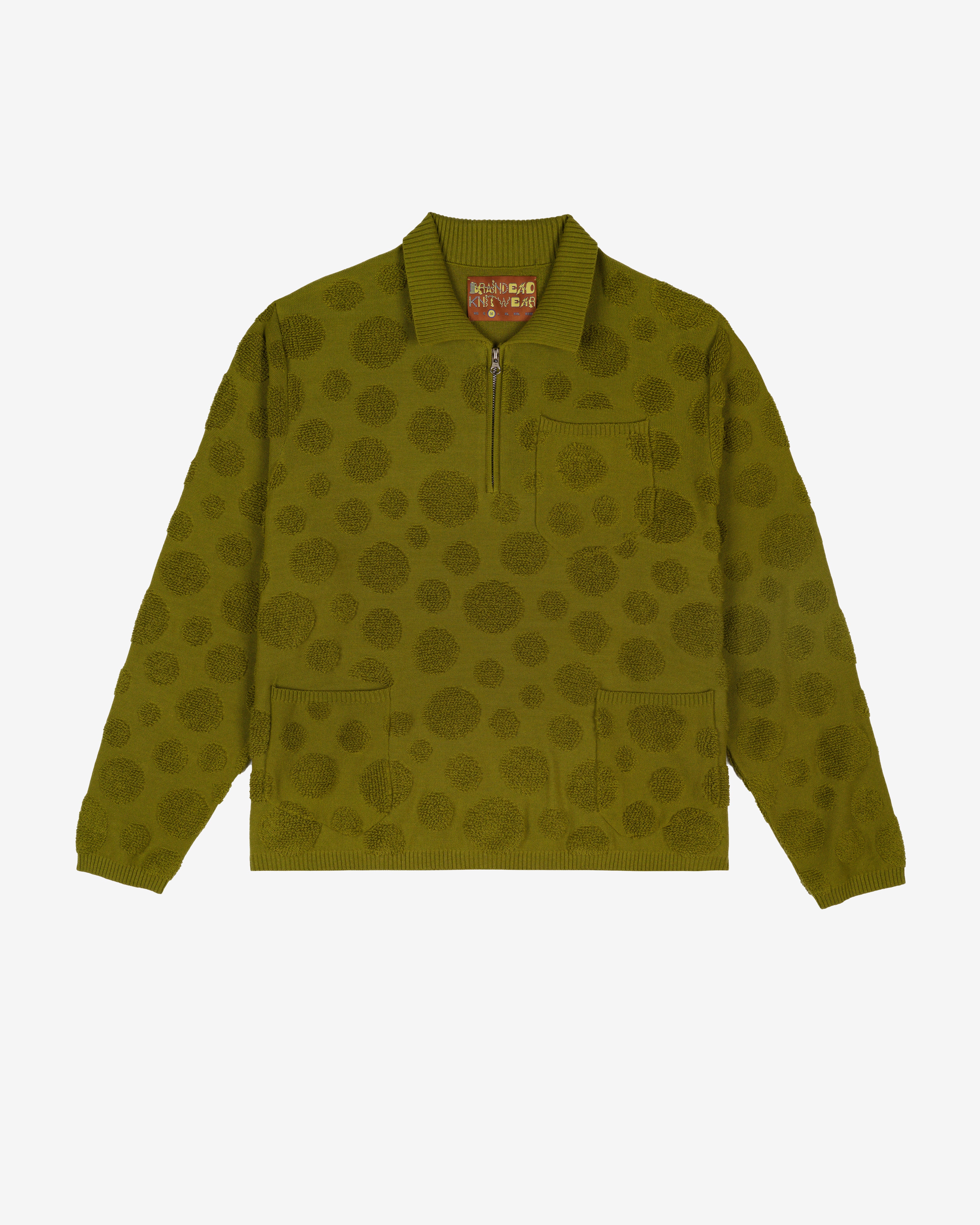 Brain Dead: Men's Dot Half Zip Sweater (Moss) | DSMNY E-SHOP