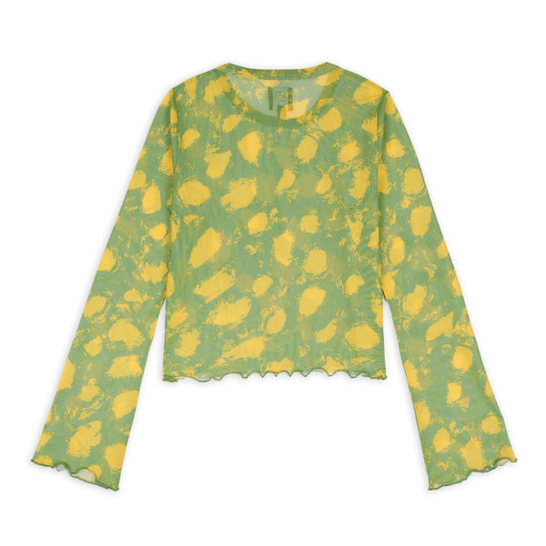 Brain Dead - Women's Dot Hyper Mesh Bell Sleeve Top - (Lime)