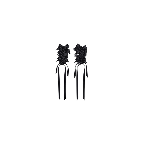 Simone Rocha - Women's Long Rosette Bow Earrings - (Black)