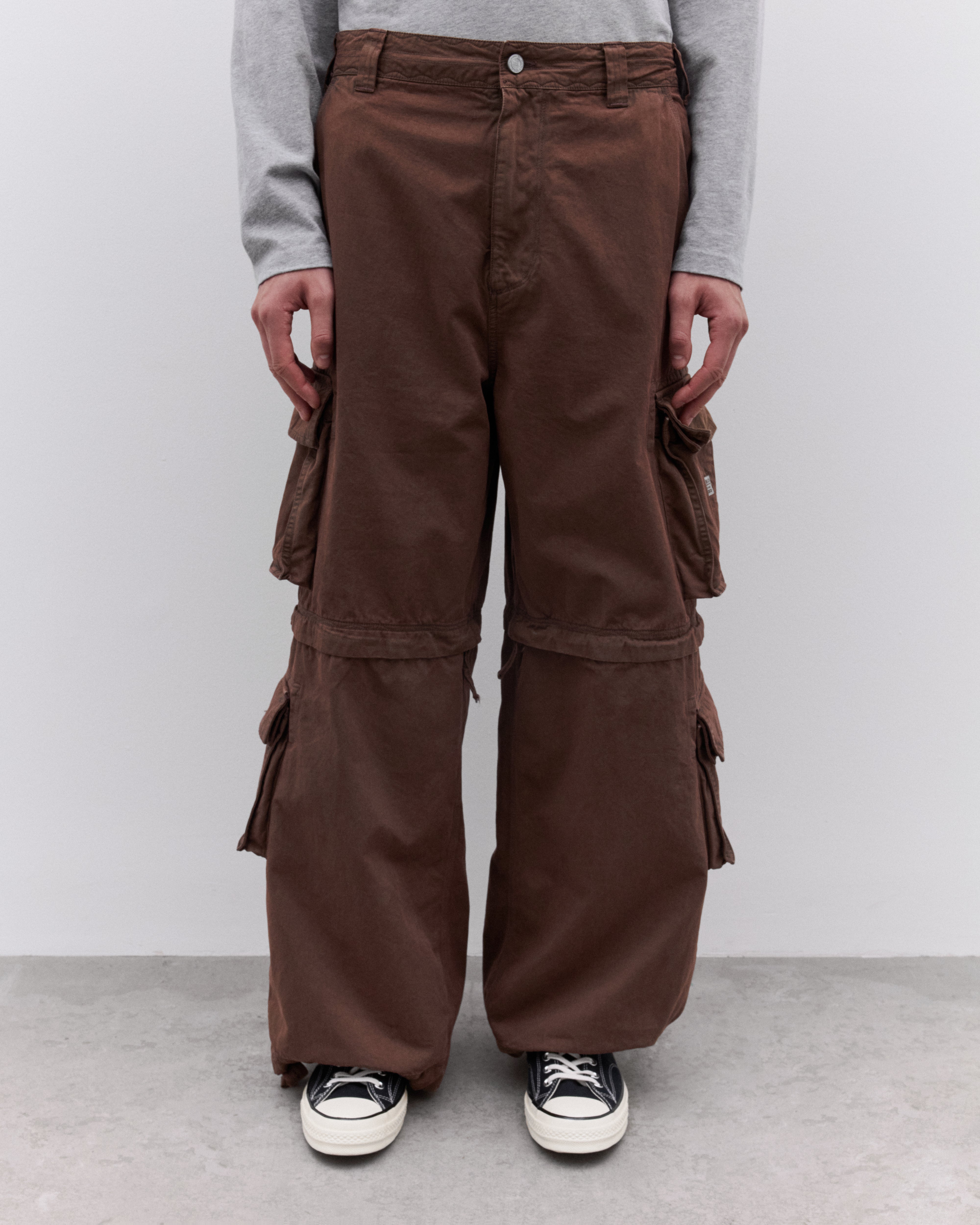 ERL: Men's Zip Off Cargo Pants (Brown) | DSMNY E-SHOP