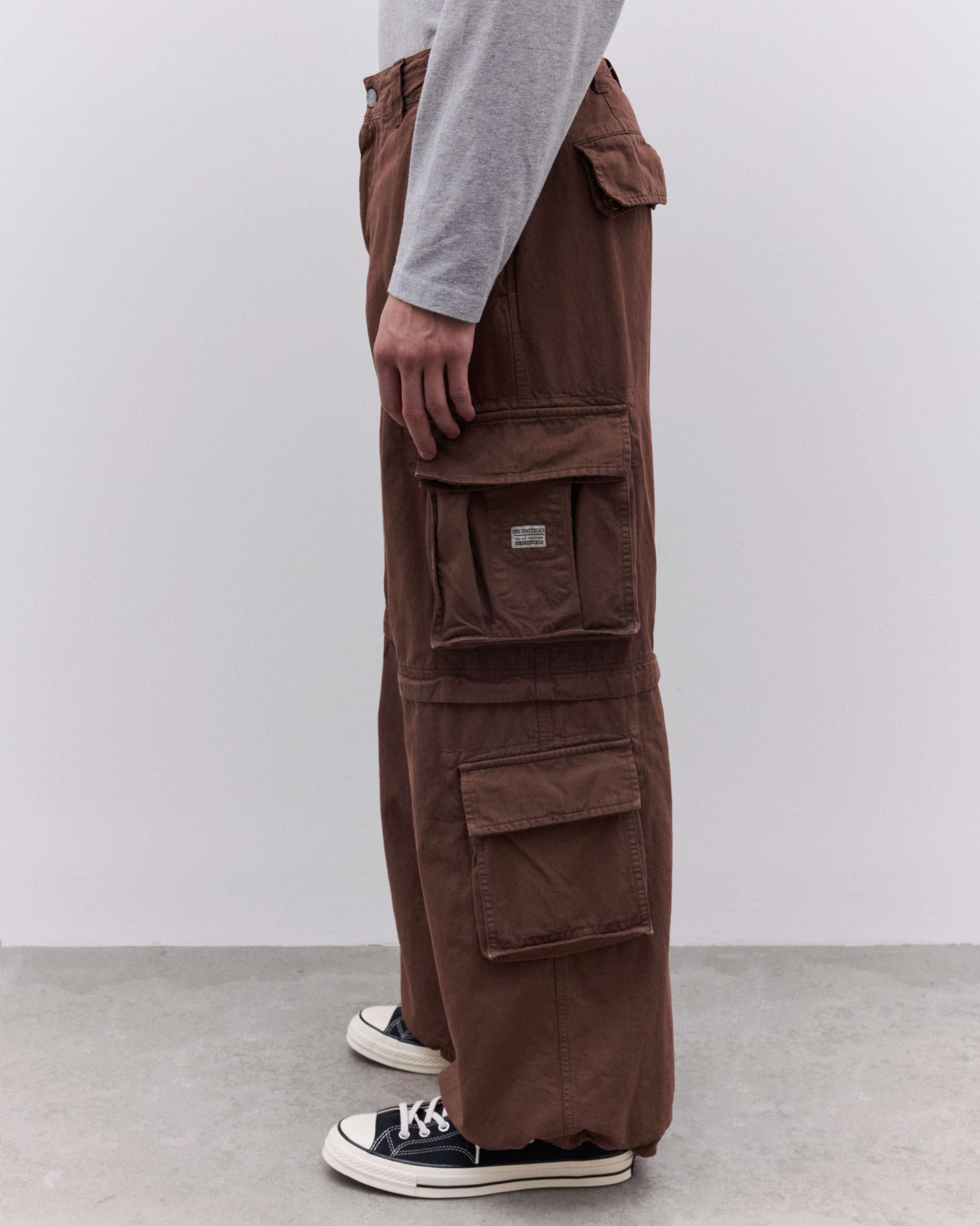 ERL: Men's Zip Off Cargo Pants (Brown) | DSMNY E-SHOP