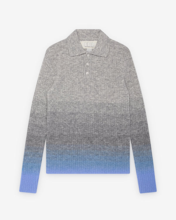 ERL - Men's Thin Gradient Polo Knit - (Grey/Blue)