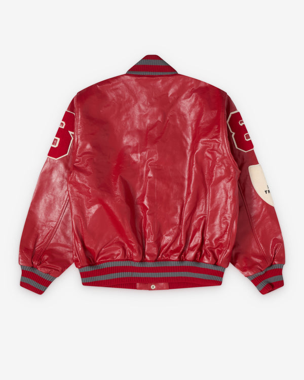 ERL - Men's Leather Varsity Jacket - (Red)