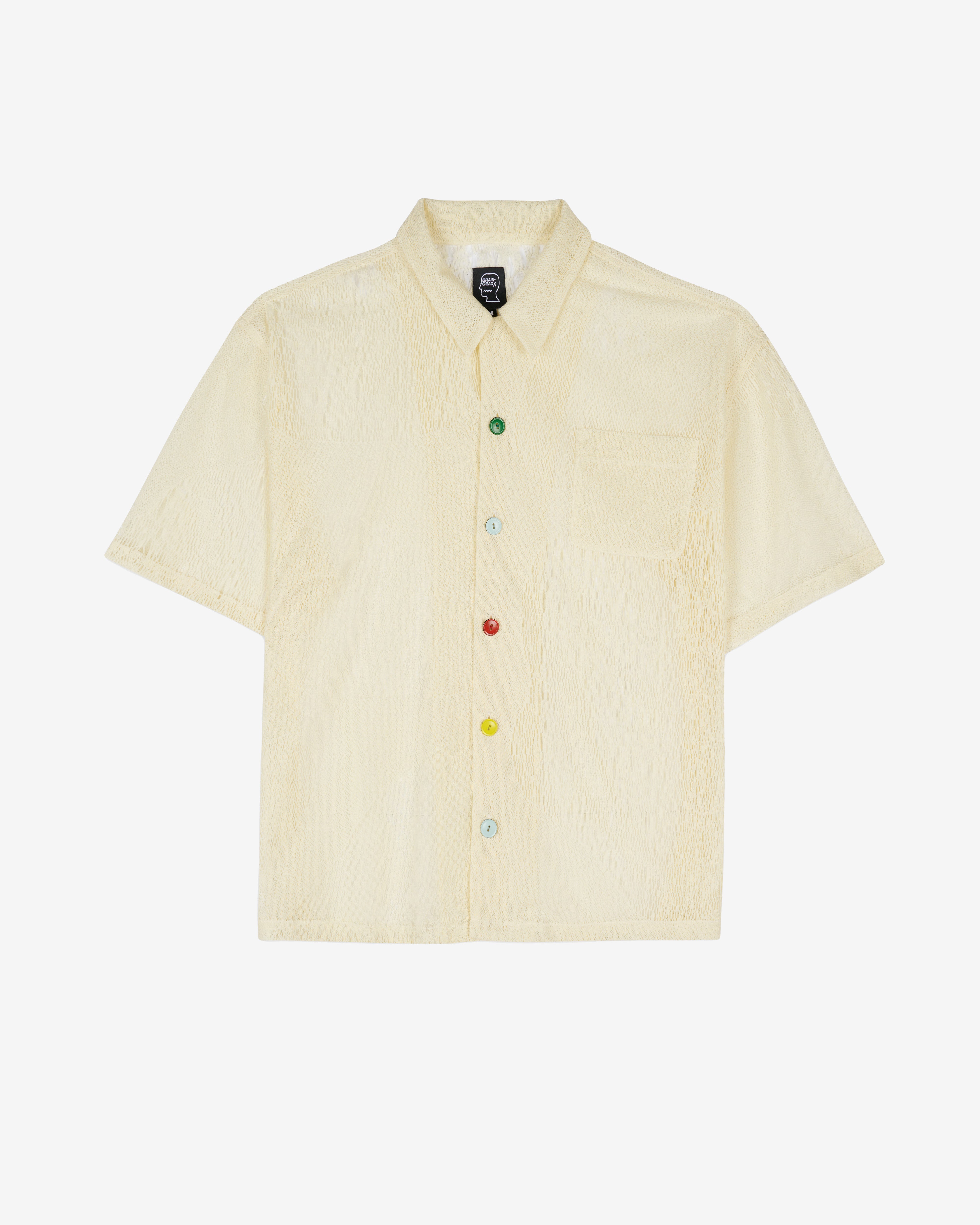 Brain Dead: Men's Engineered Mesh Short Sleeve Shirt (Natural