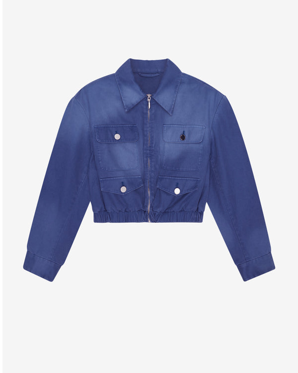 SHUSHU/TONG - Women's Multi-Pocket Utility Cropped Jacket - (Blue)