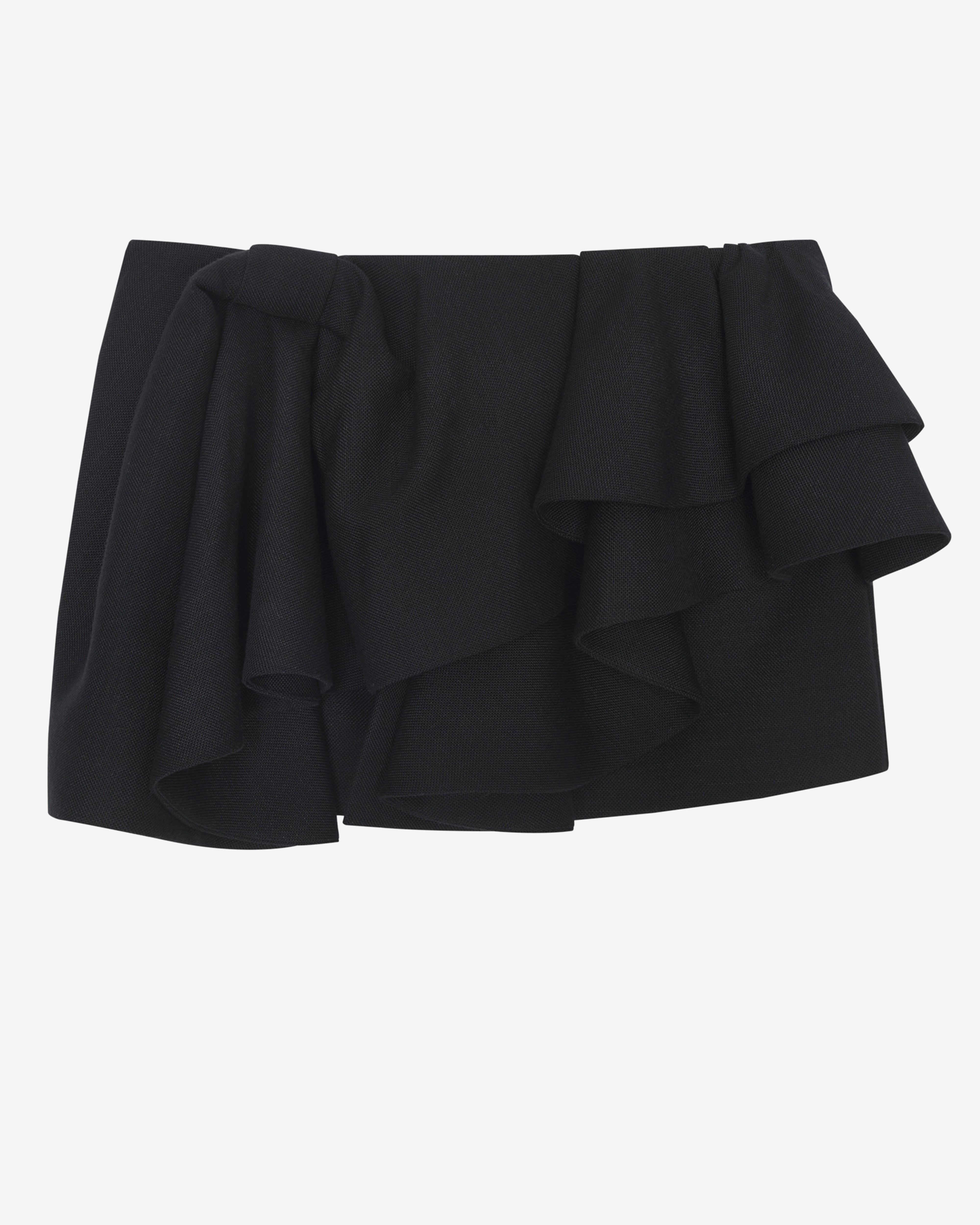 ShuShu/Tong: Women's Asymmetrical Bow Ruffle Skirt (Navy Blue