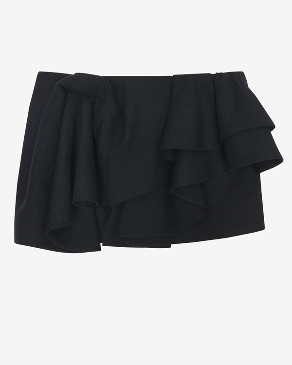 ShuShu/Tong - Women's Asymmetrical Bow Ruffle Skirt - (Navy Blue)