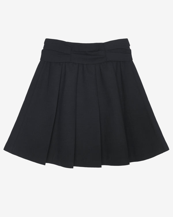 SHUSHU/TONG - Women's Draped Waist Wide-Pleat Skirt - (Navy Blue)