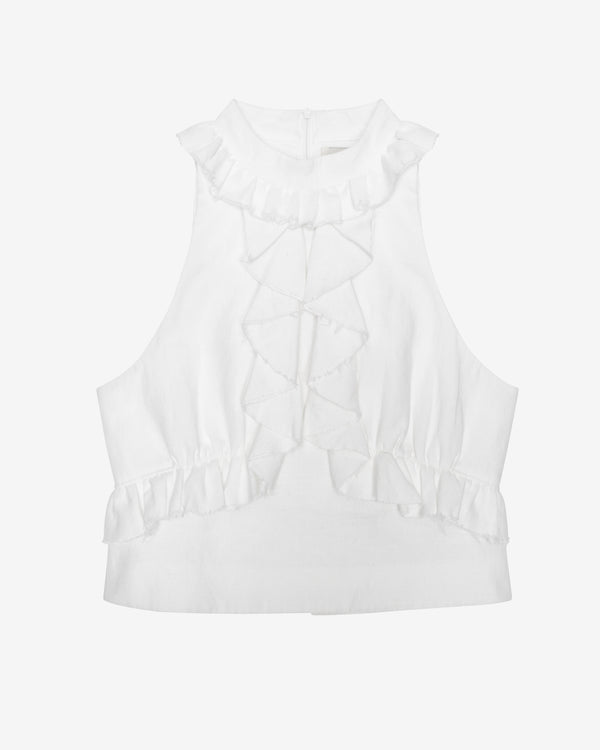 ShuShu/Tong - Women's Flounce Sleeveless Blouse - (White)