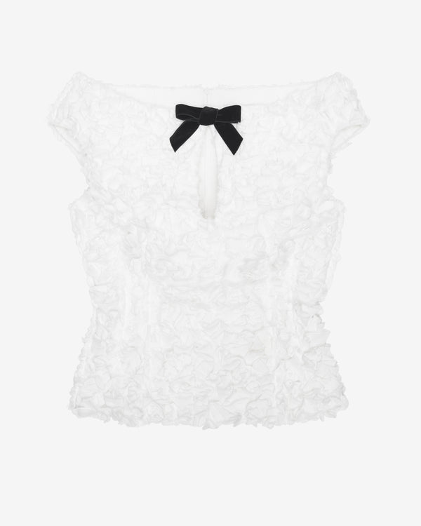 SHUSHU/TONG - Women's Keyhole Cold-Shoulder Crop Top - (White)