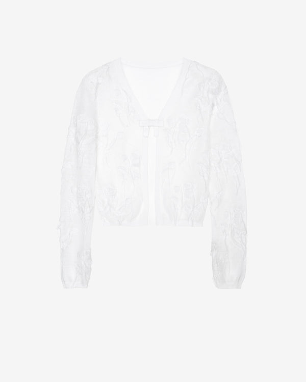 ShuShu/Tong - Women's Threadwork Bow Cardigan - (White)