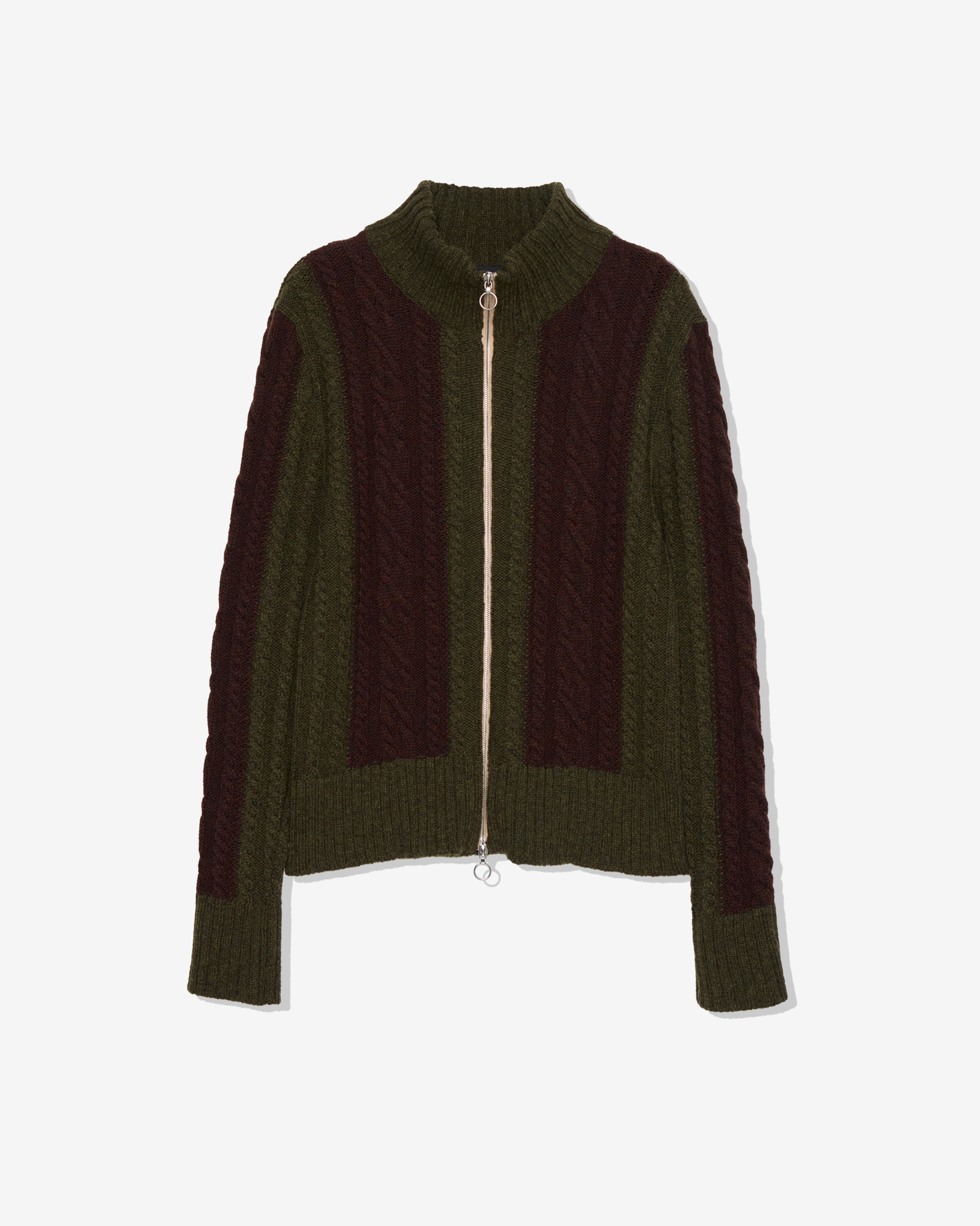 Edward Cuming - Women's Aaron Zip-Up Knit - (Khaki/Burgundy)