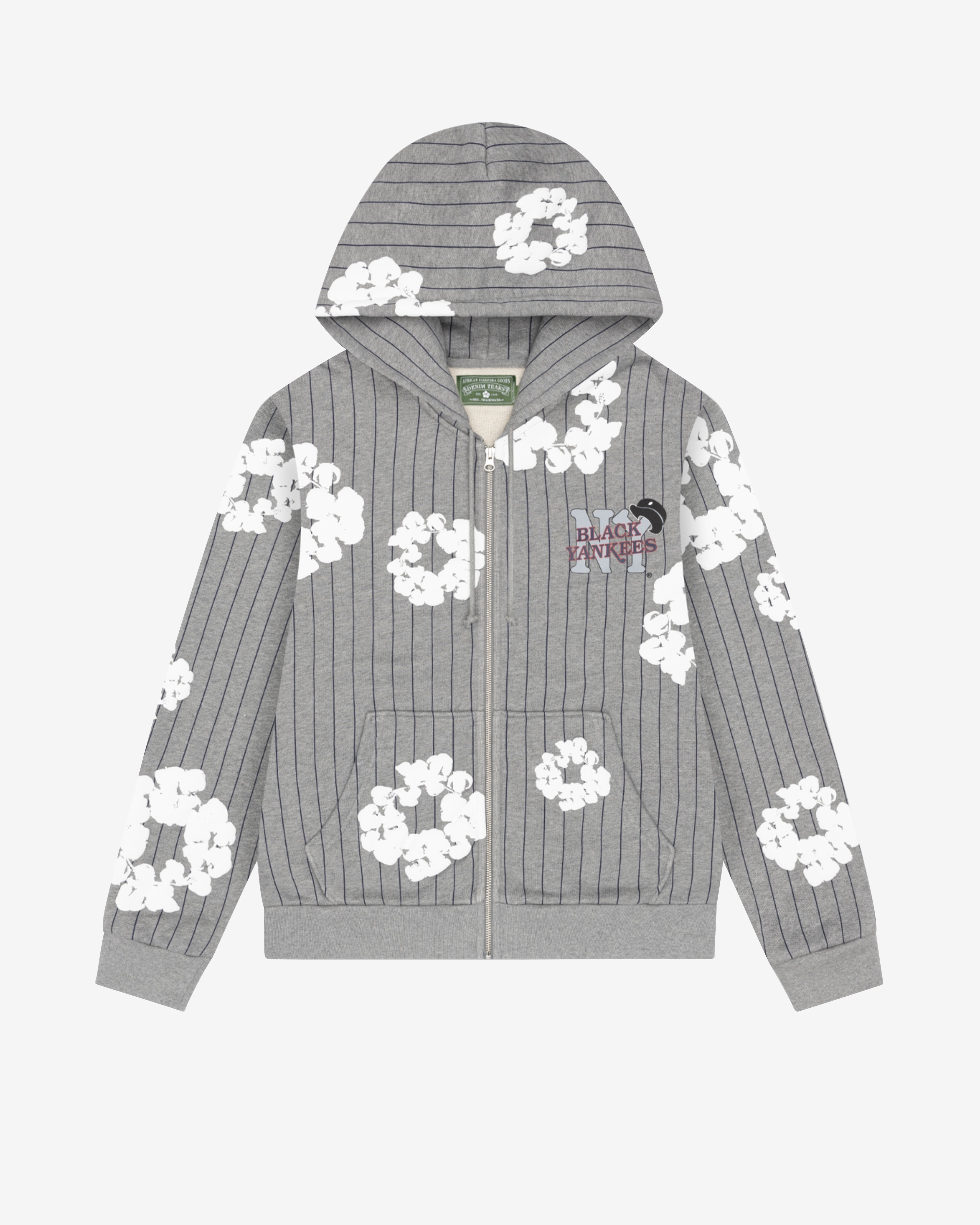 Denim Tears: Men's Pinstripe Wreath Zip Hoodie (Grey) | DSMNY E-SHOP