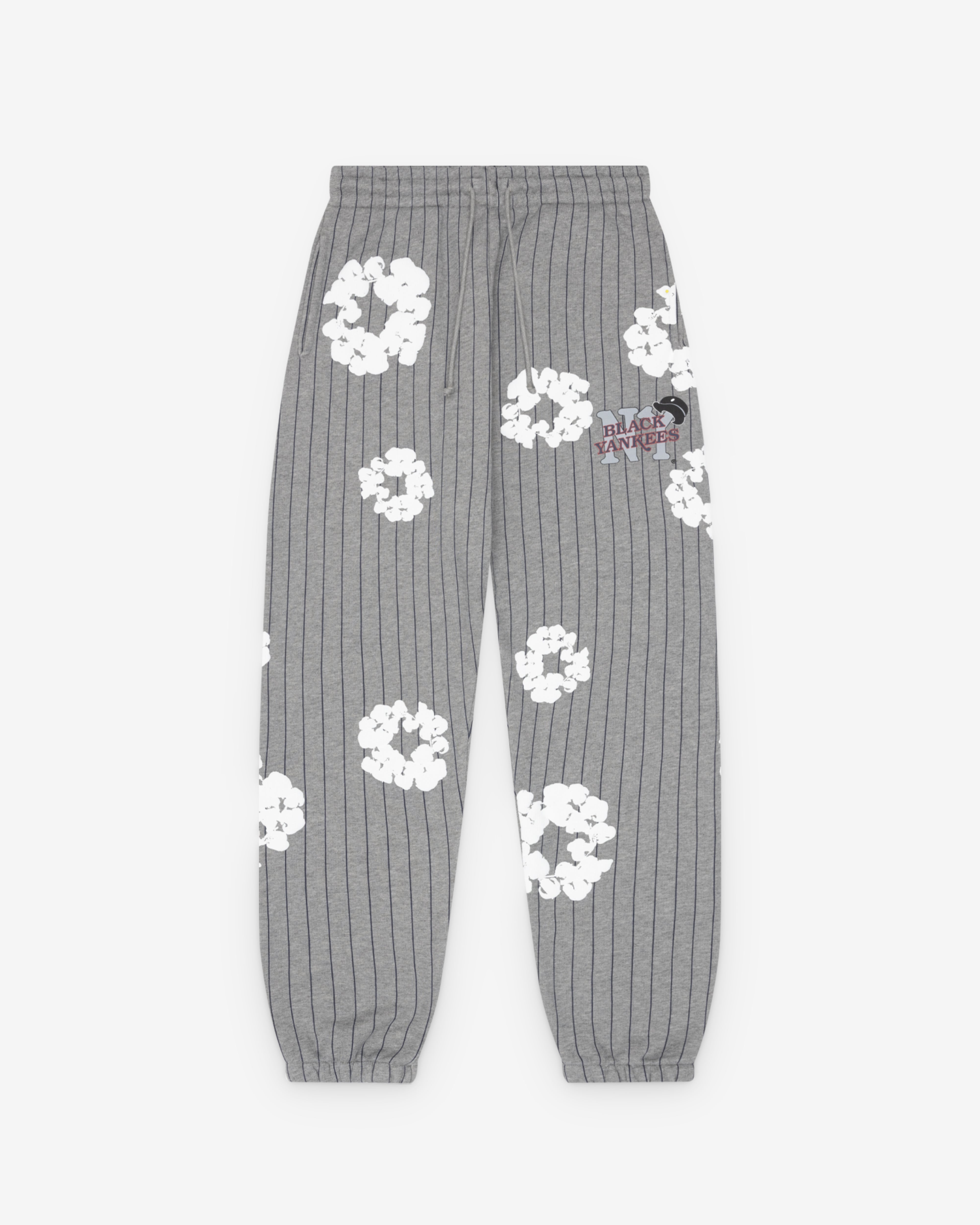 Denim Tears: Men's Pinstripe Wreath Sweatpants (Grey) | DSMNY E-SHOP