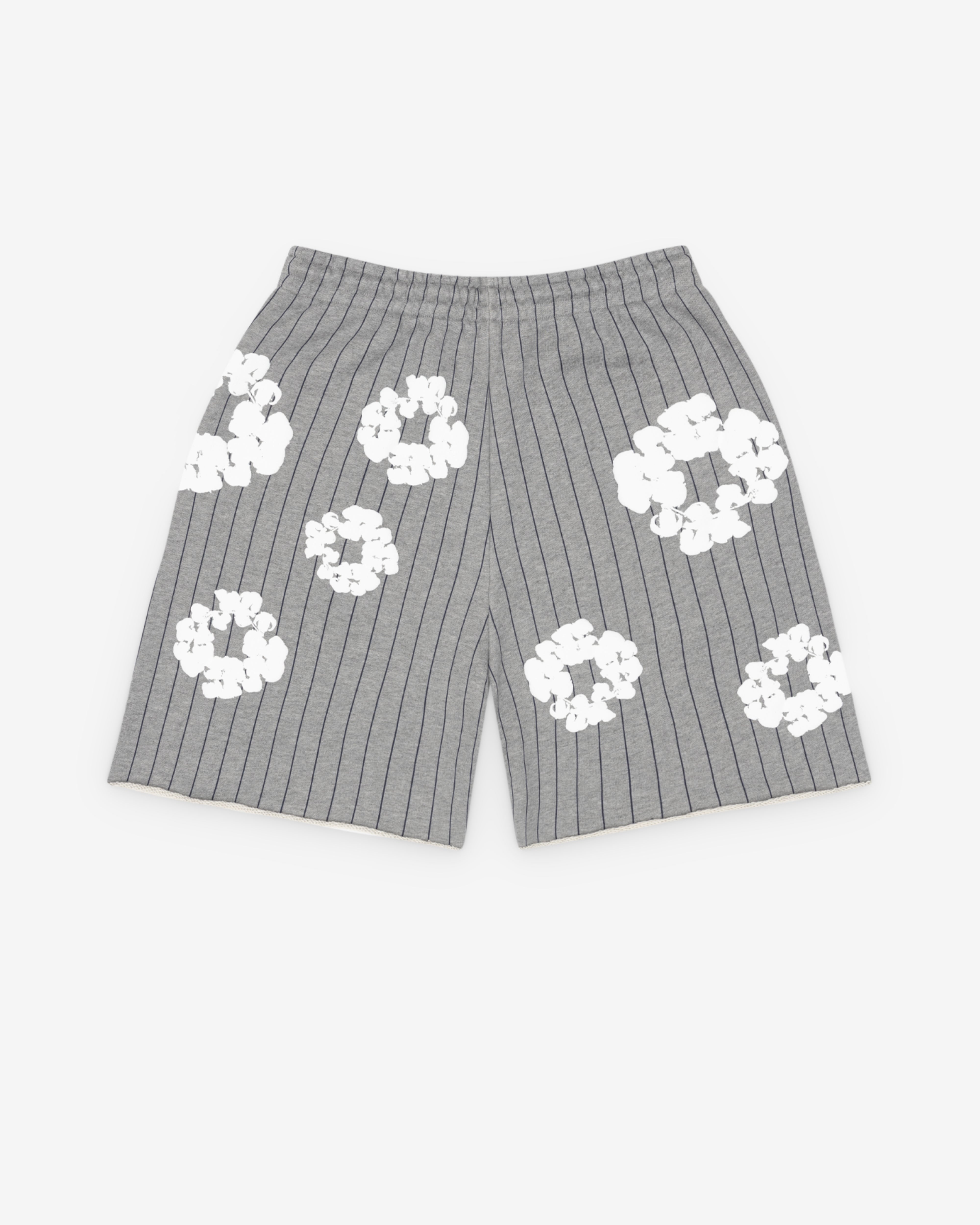 Denim Tears: Men's Pinstripe Wreath Sweatshorts (Grey) | DSMNY E-SHOP