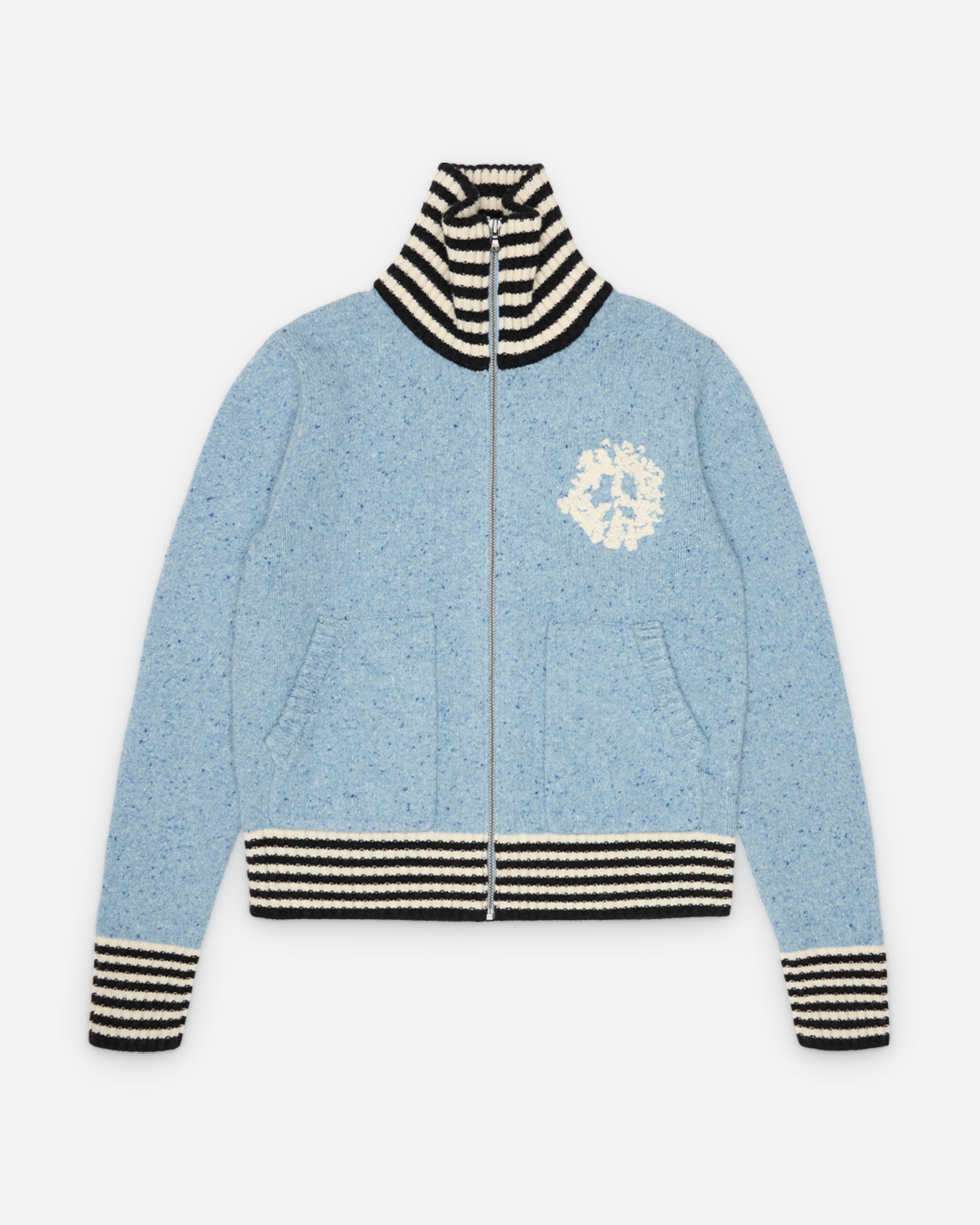 Denim Tears: Men's Denim University Zip Sweater (Blue) | DSMNY E-SHOP