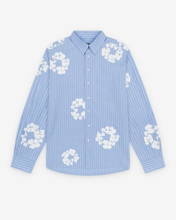 Denim Tears - Men's Cotton Wreath Oxford Shirt - (Blue Stripe)