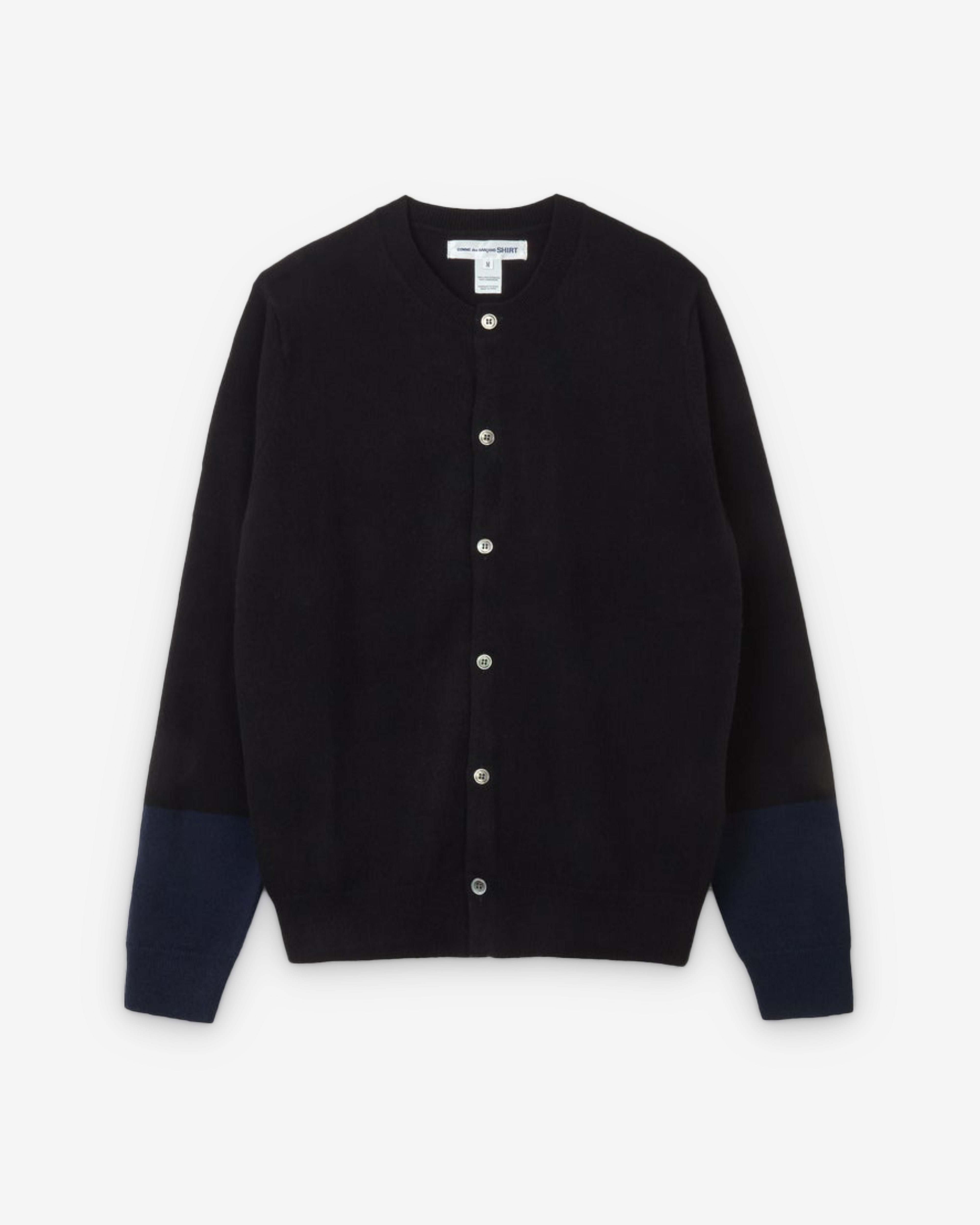 CDG SHIRT FOREVER カーディガン ラウンドネック L ネイビー コムデギャルソン・シャツ FOREVER カーディガン グレー