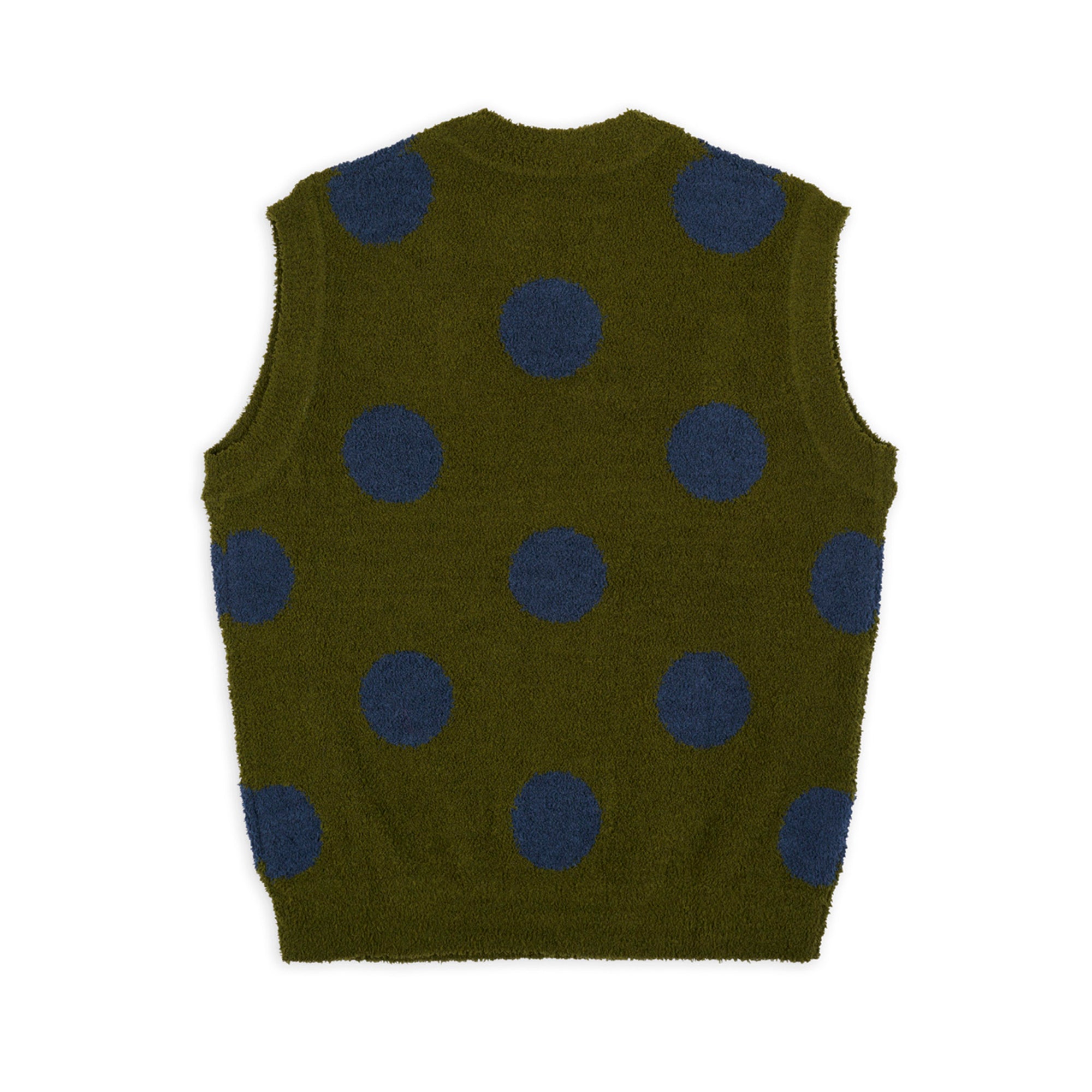 Brain Dead - Men's Teddy Fur Dot Knit Sweater Vest - (Olive) view 2