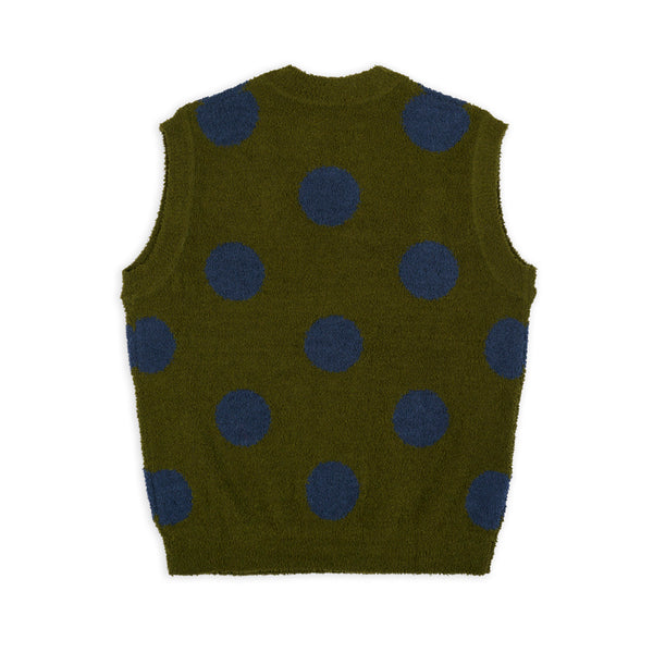 Brain Dead - Men's Teddy Fur Dot Knit Sweater Vest - (Olive)