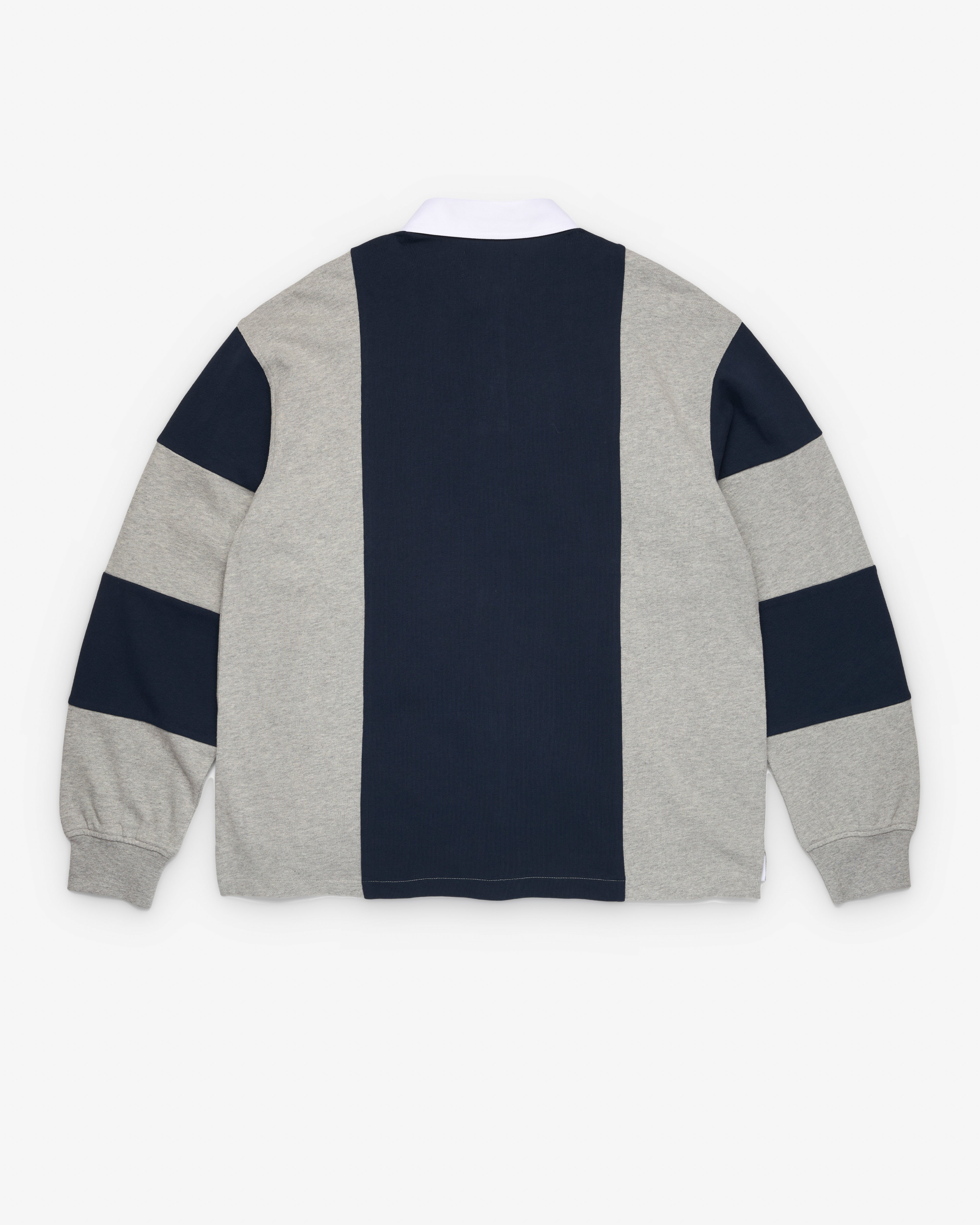 Denim Tears: Men's Flag Rugby Shirt (Grey/Navy) | DSMNY E-SHOP