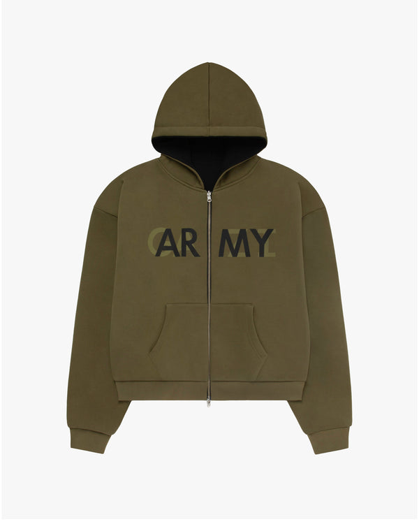 Fugazi - Men's Army Zip Hoodie - (Olive)