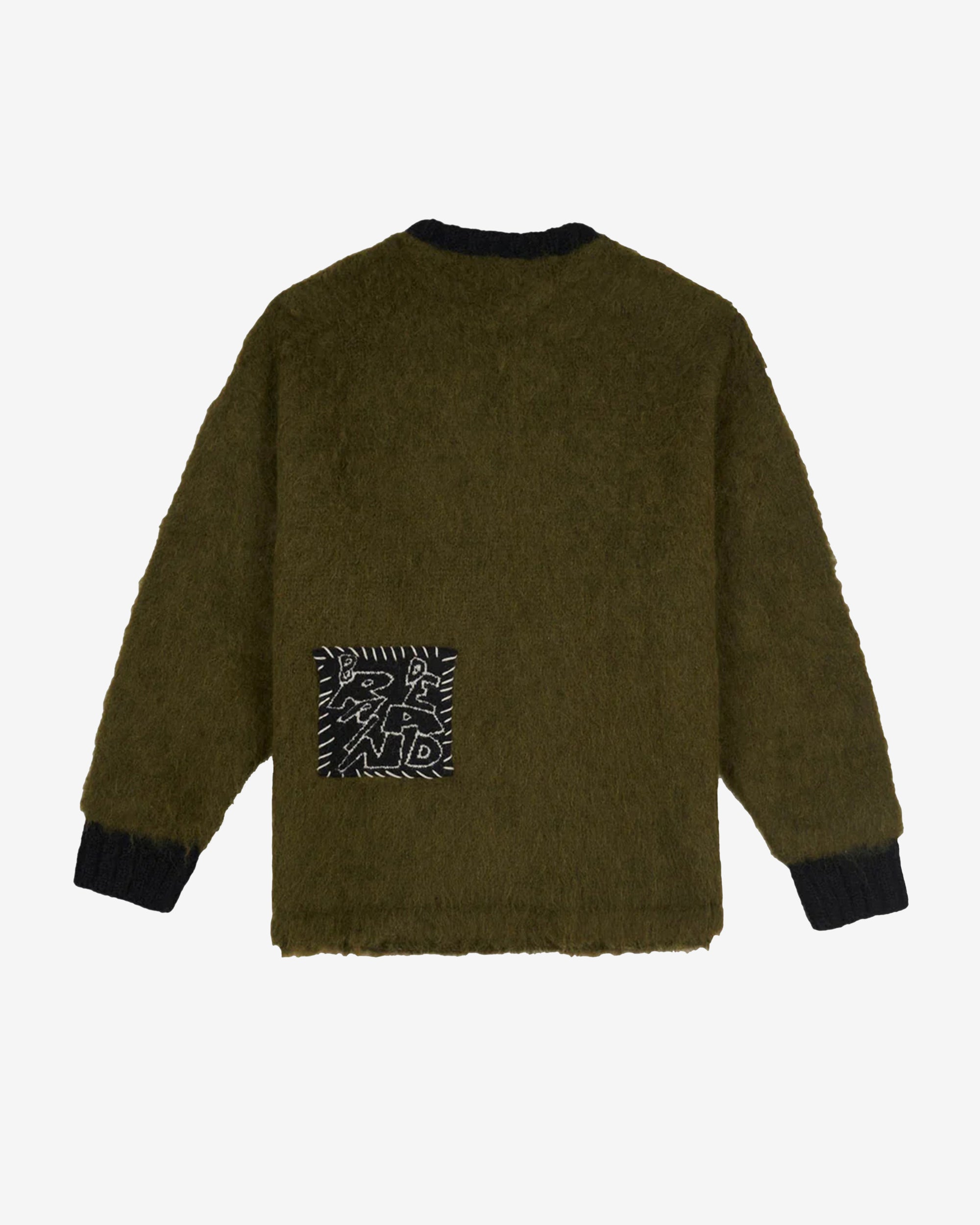 Brain Dead - Men's Future Vision Boxy Knit Sweater - (Olive) view 2, Click to Zoom in