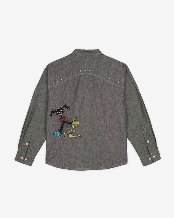 Brain Dead - Men's Garden Party Chambray Button Up Shirt - (Gray)