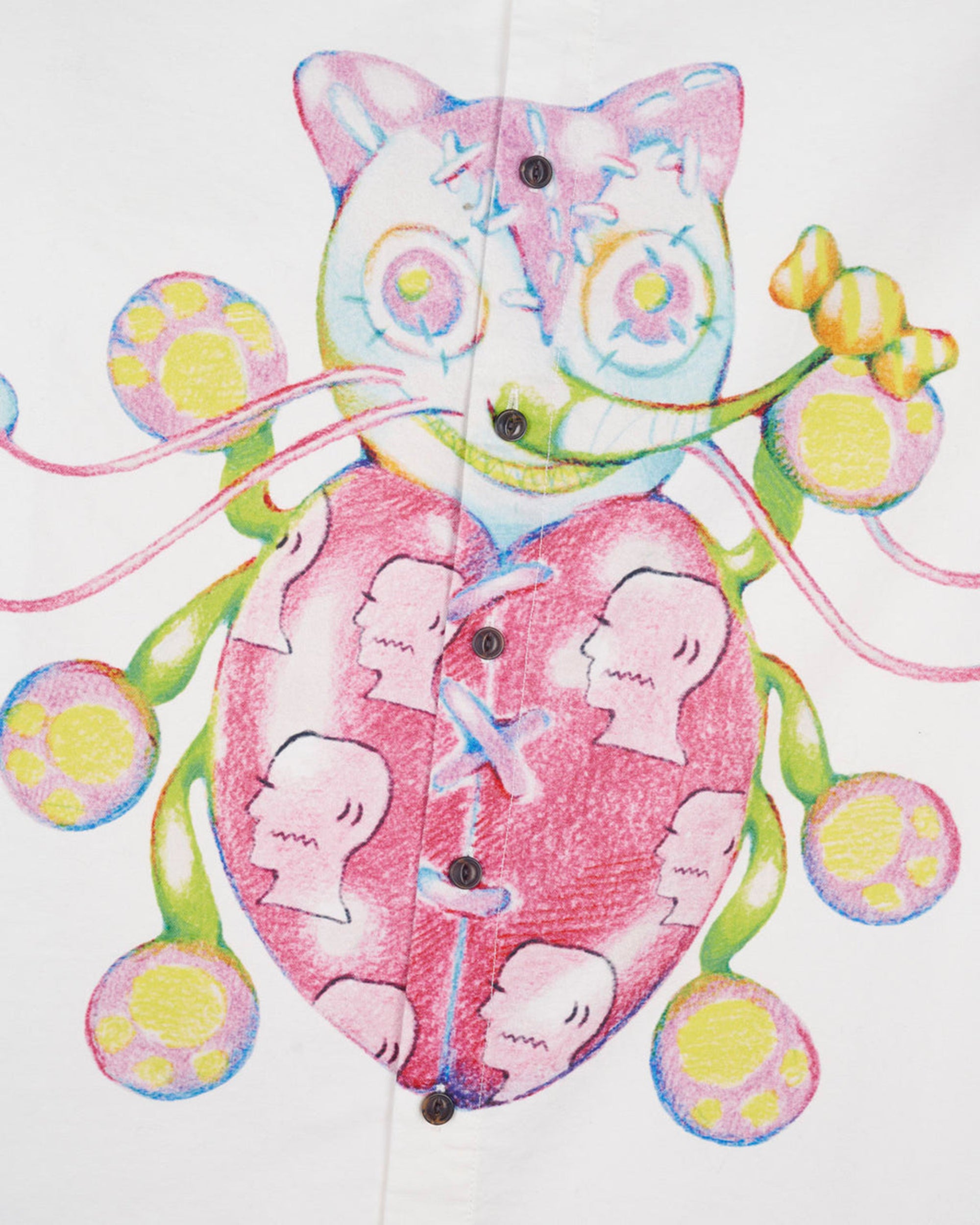 Brain Dead - Men's Gaspar Heart Button Up Oxford - (White) view 3, Click to Zoom in