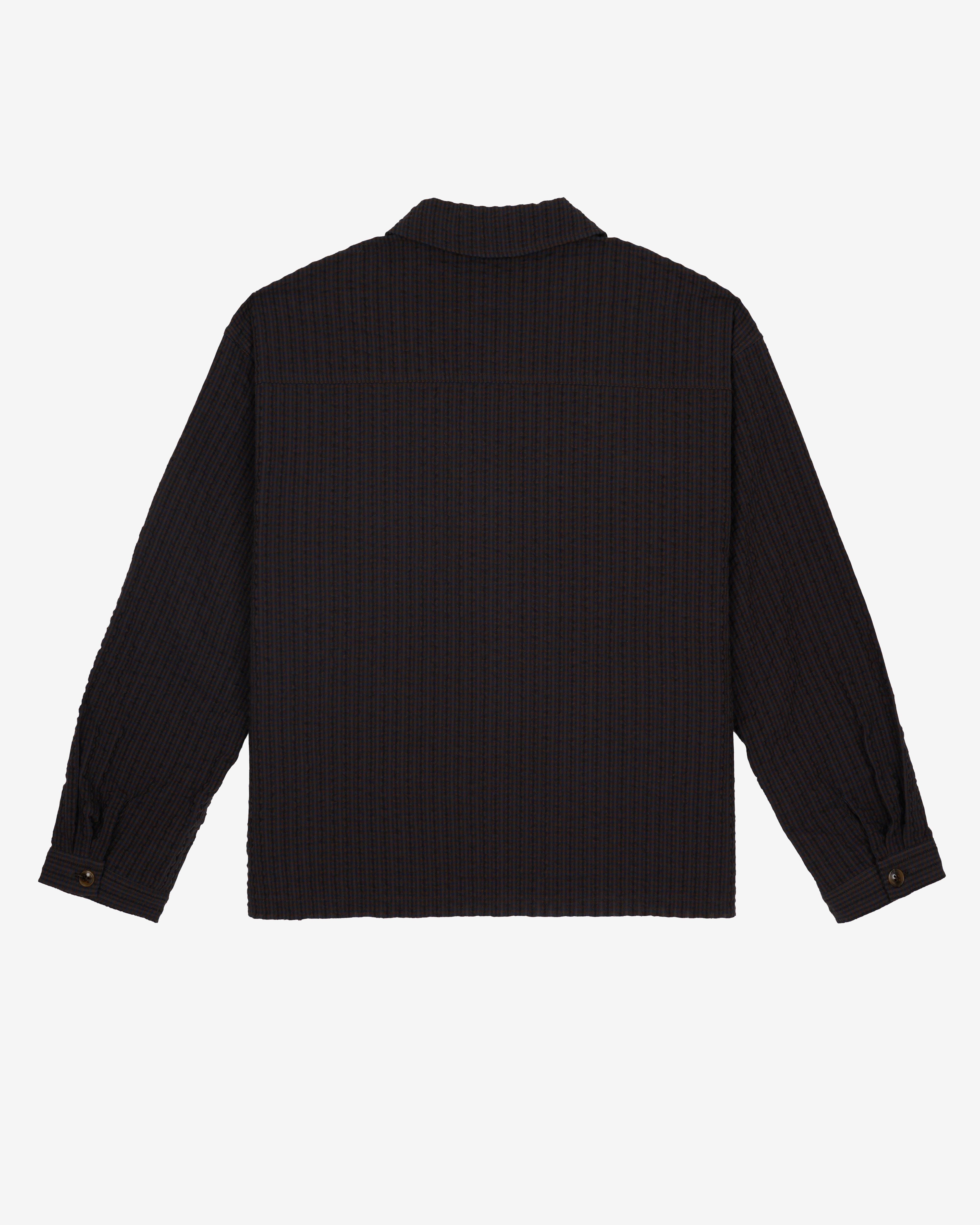 Brain Dead: Men's Gingham Round Collar Shirt (Black) | DSMNY E-SHOP