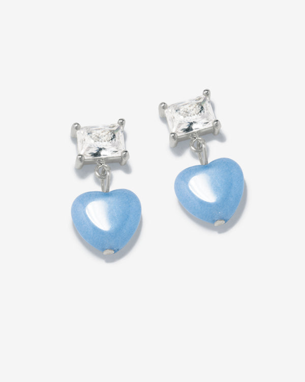 Completedworks - Women's Heart Bead Earrings - (Silver/Blue)