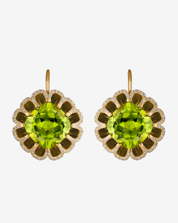 Mindi Mond - Women's Floating Hues Peridot And Diamond Drop Earrings - (Yellow Gold)