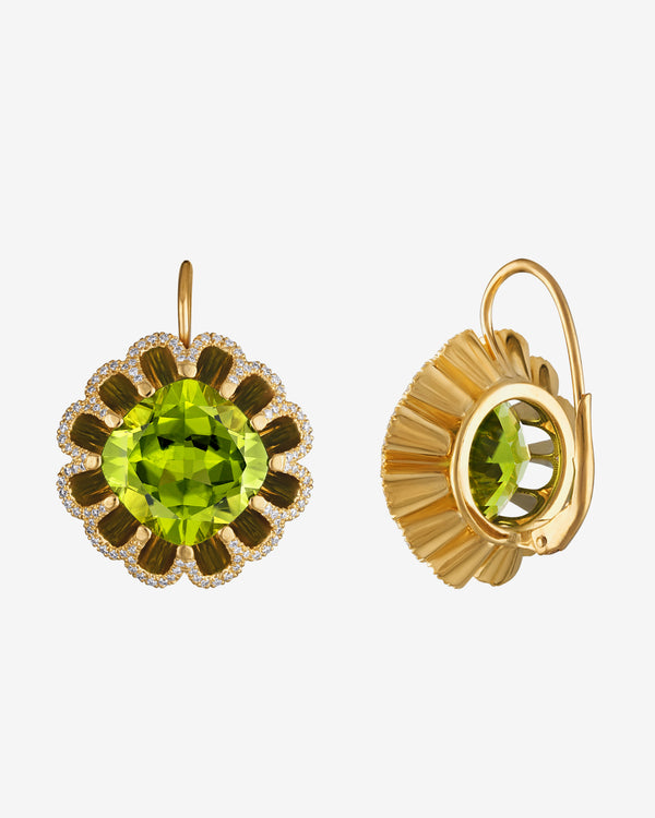 Mindi Mond - Women's Floating Hues Peridot And Diamond Drop Earrings - (Yellow Gold)