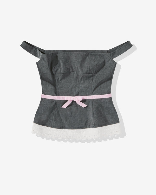 Heaven - Women's Tailored Bow Corset - (Dark Grey)