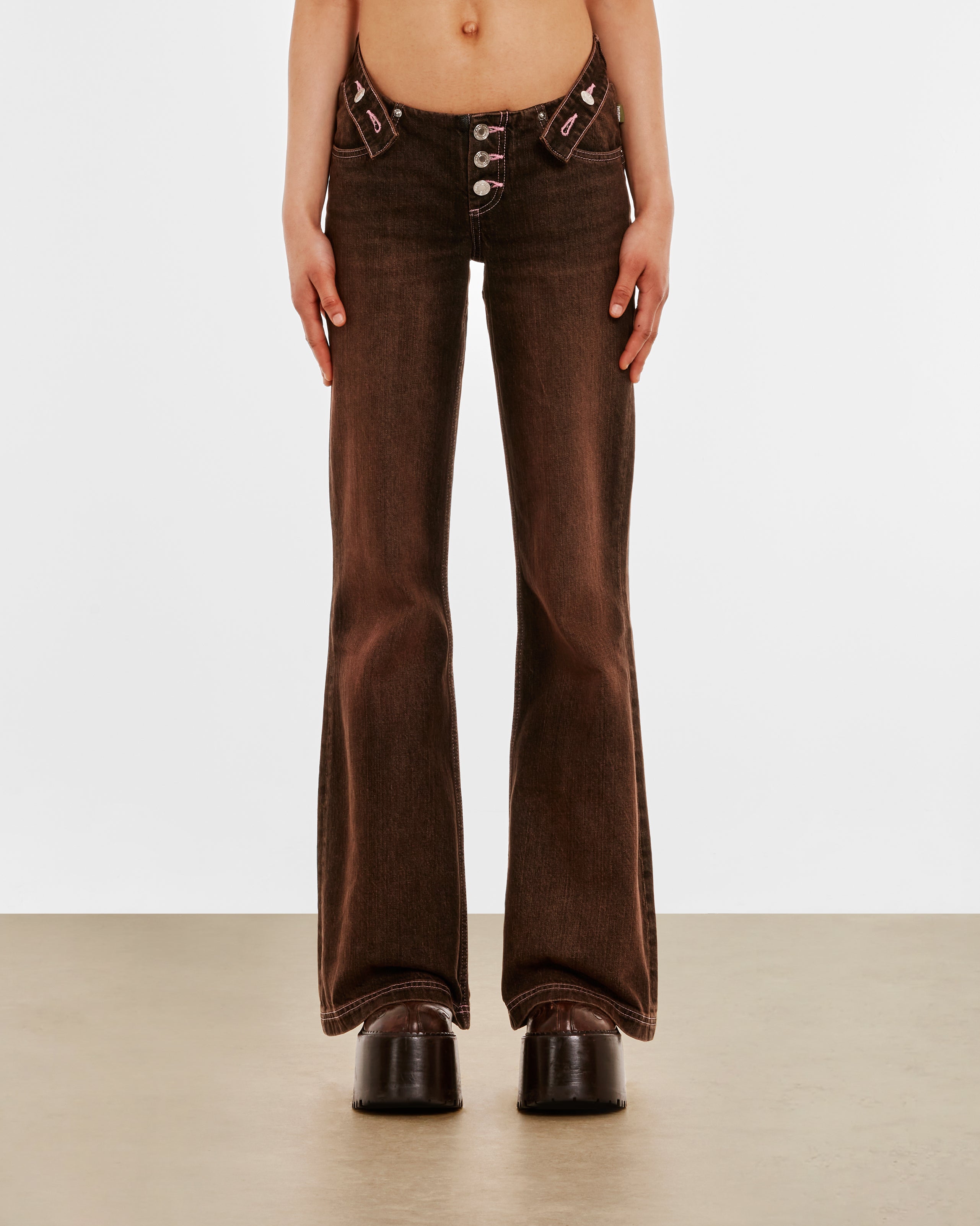 Heaven By Marc Jacobs - Women's Detached Waistband Flare Jeans - (Brown)