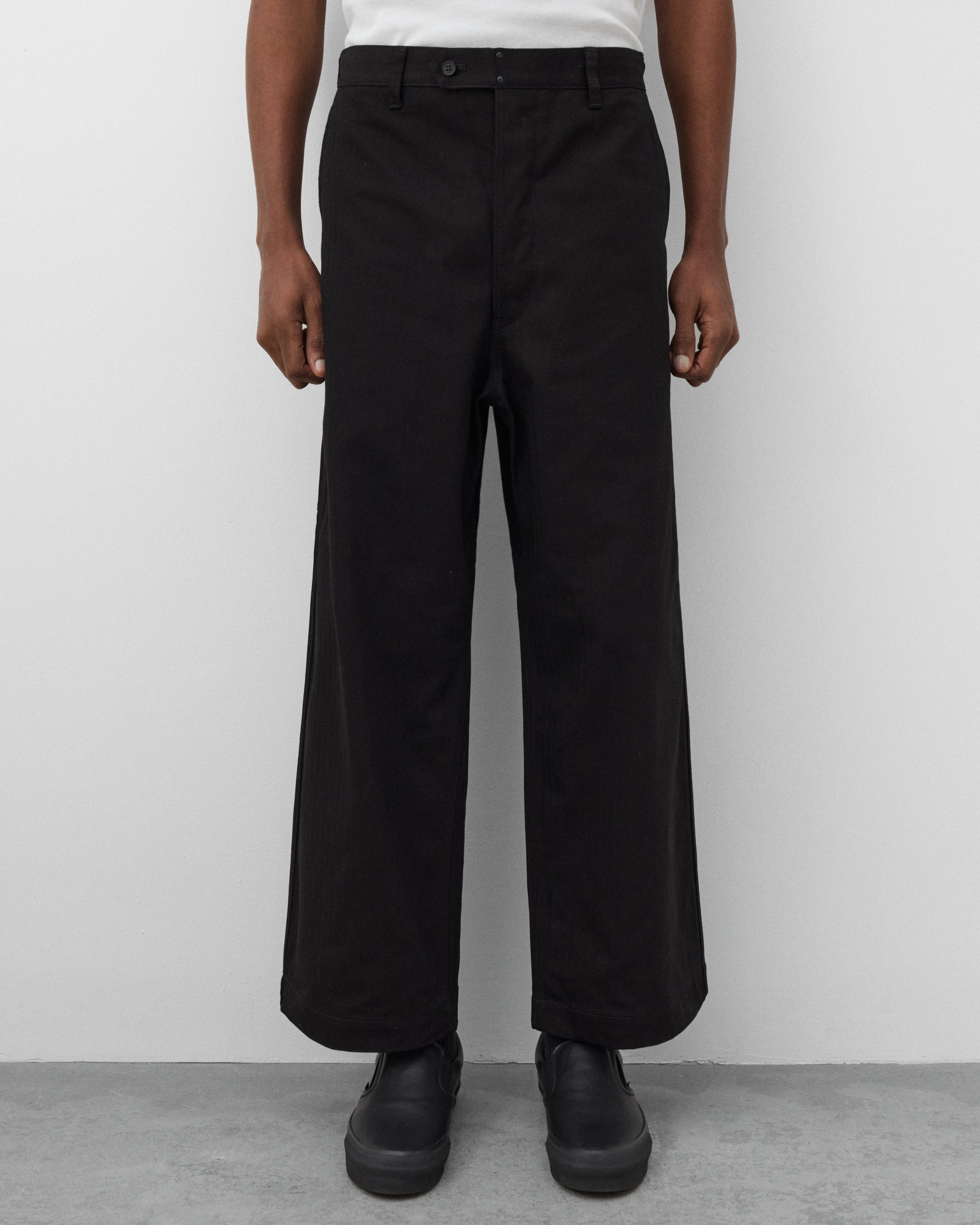 CDG Homme: Men's Herringbone Work Trousers (Black) | DSMNY E-SHOP