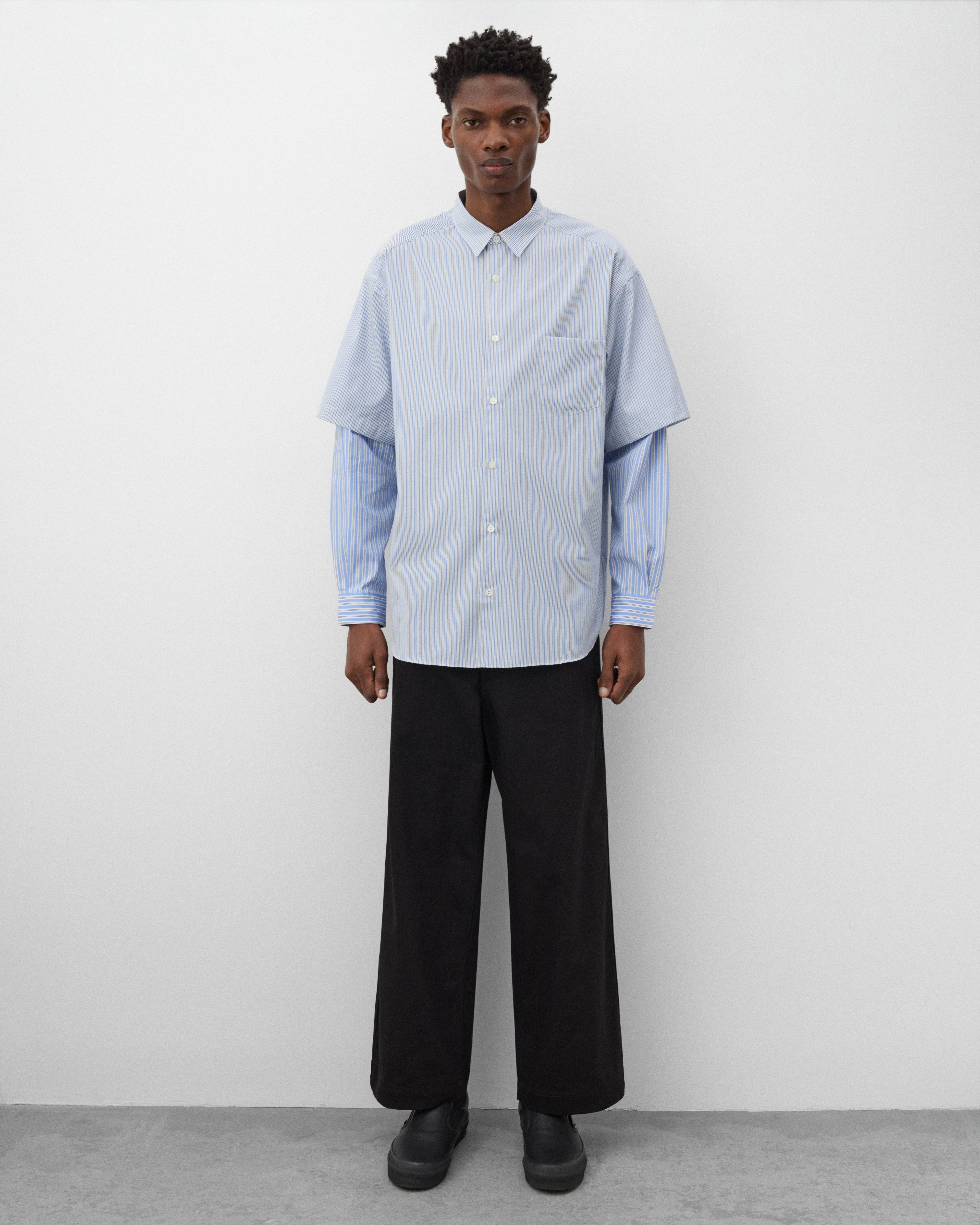 CDG Homme: Men's Herringbone Work Trousers (Black) | DSMNY E-SHOP
