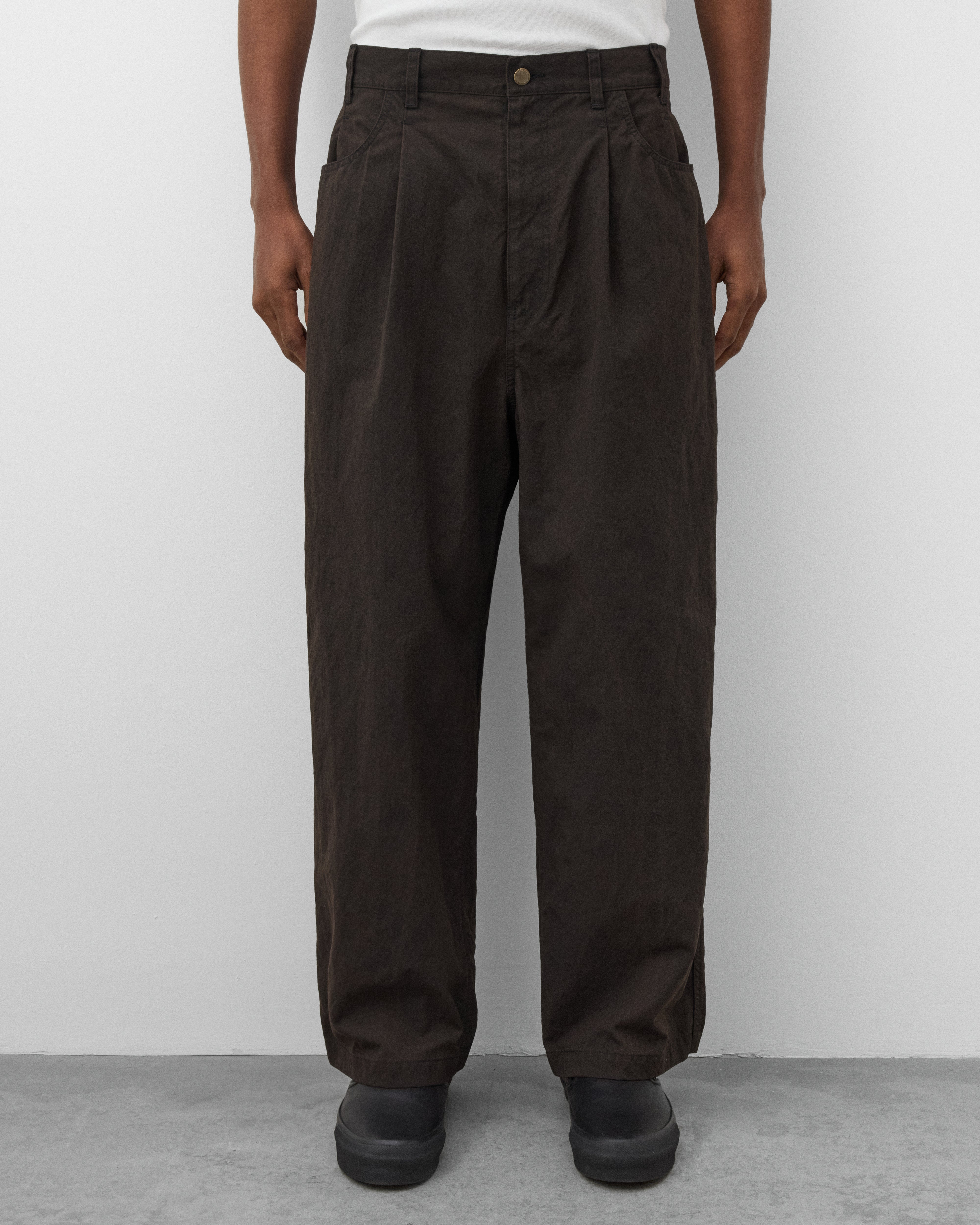 CDG Homme: Men's Dual Pleated Trousers (Brown) | DSMNY E-SHOP