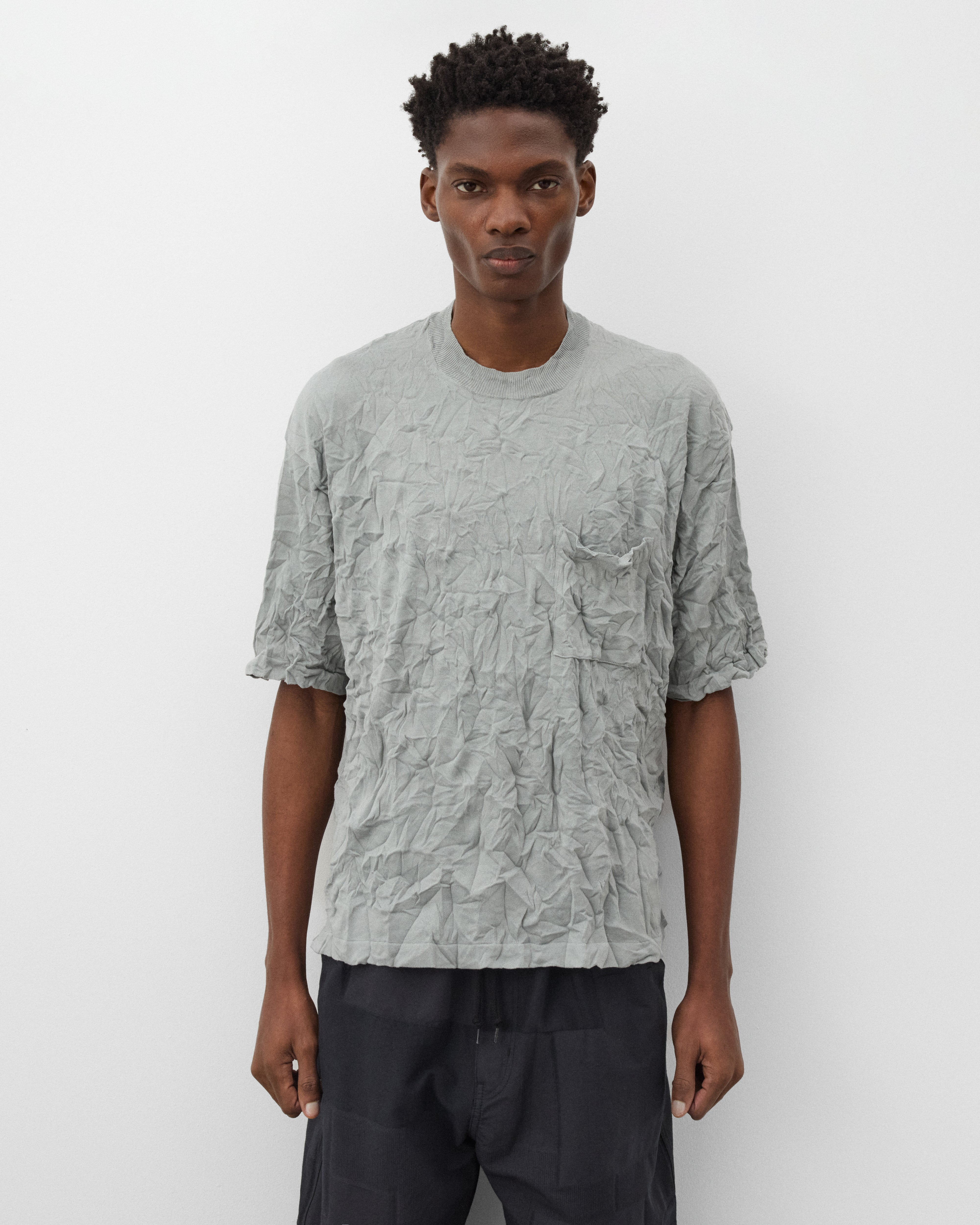 CDG Homme: Men's Crinkled Sweater (Grey) | DSMNY E-SHOP
