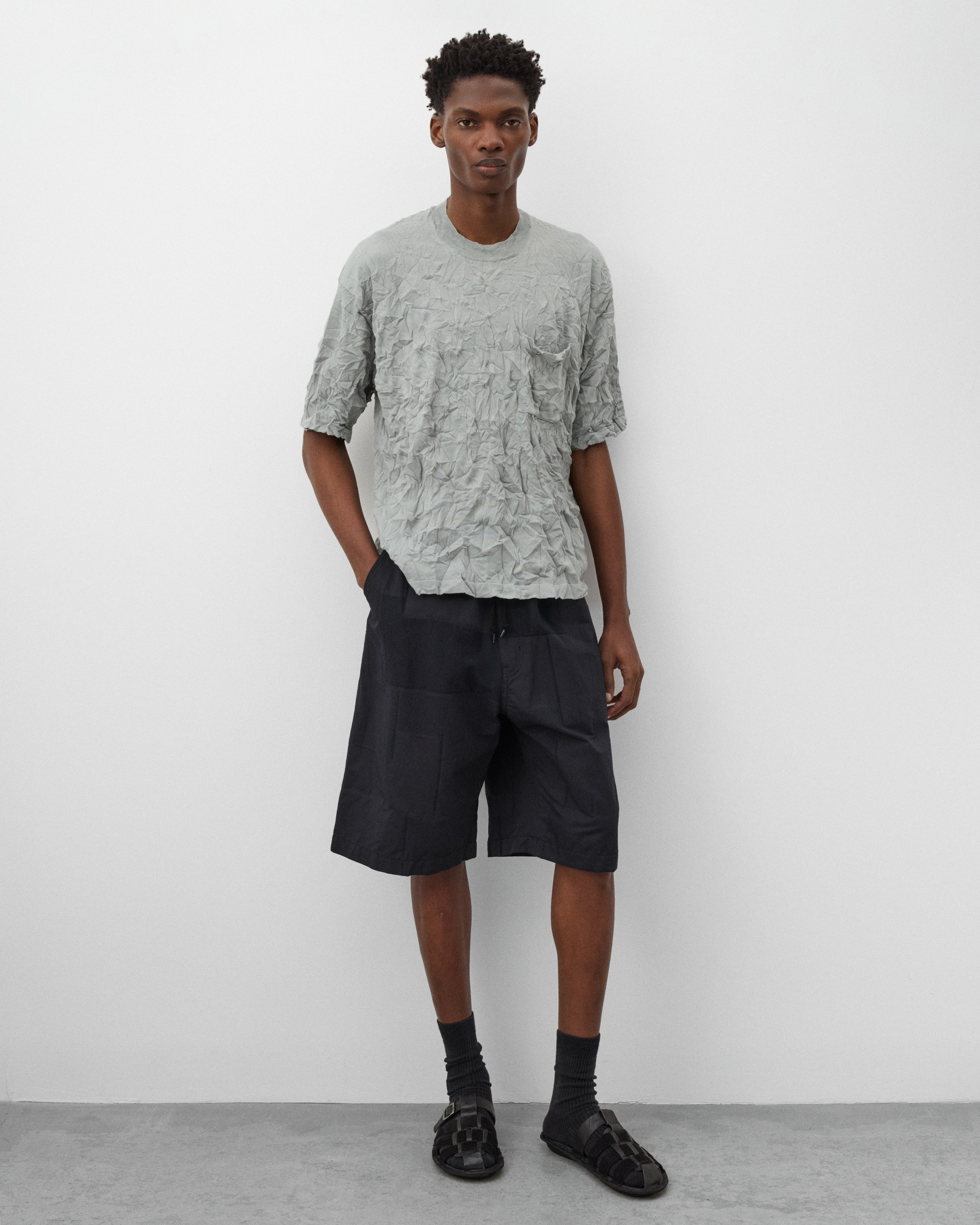 CDG Homme: Men's Crinkled Sweater (Grey) | DSMNY E-SHOP
