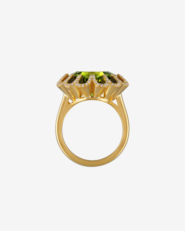 Mindi Mond - Women's Floating Hues Classic Peridot and Diamond Ring - (Yellow Gold)