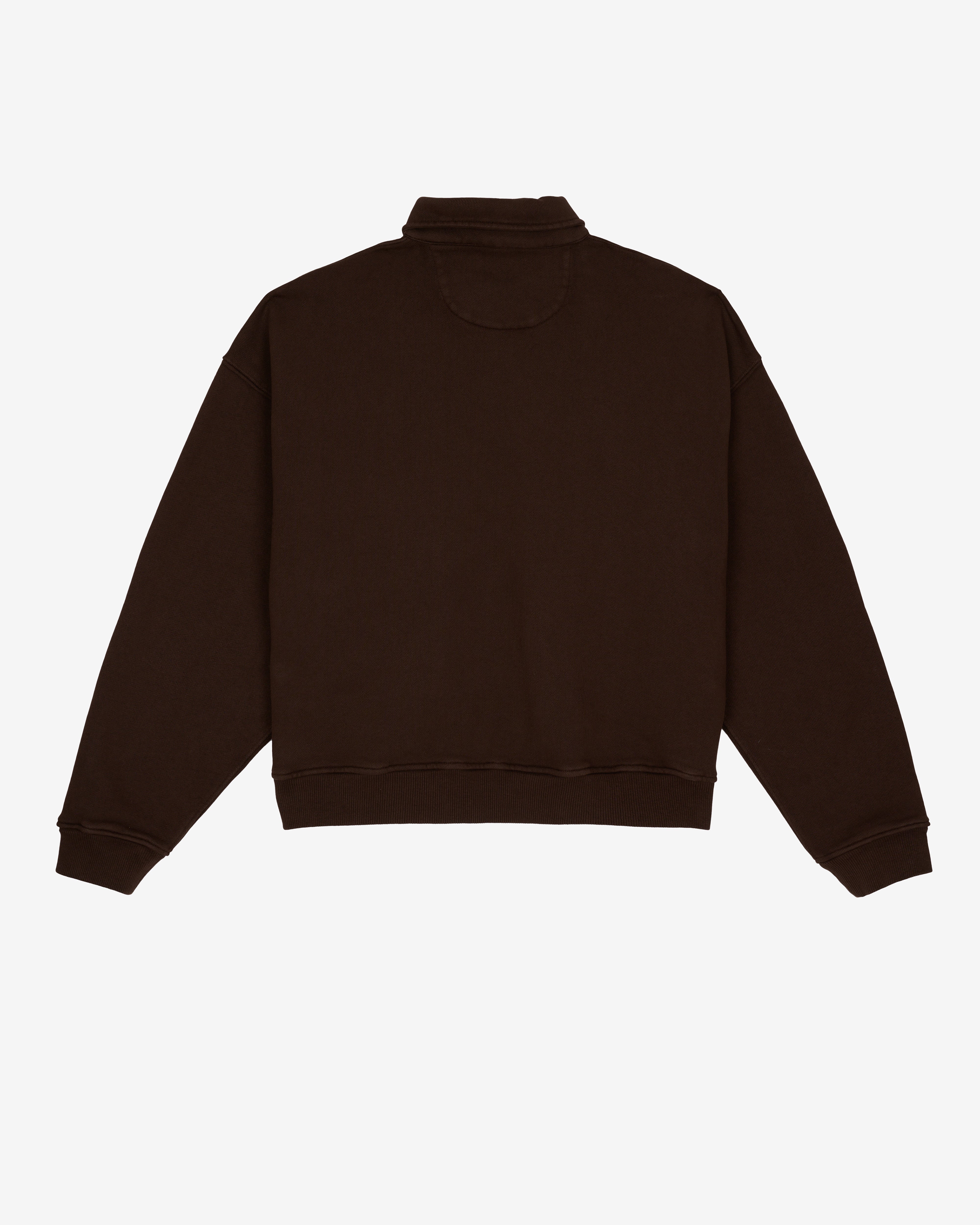 Brain Dead: Men's Half Zip Collared Sweatshirt (Brown) | DSMNY E-SHOP