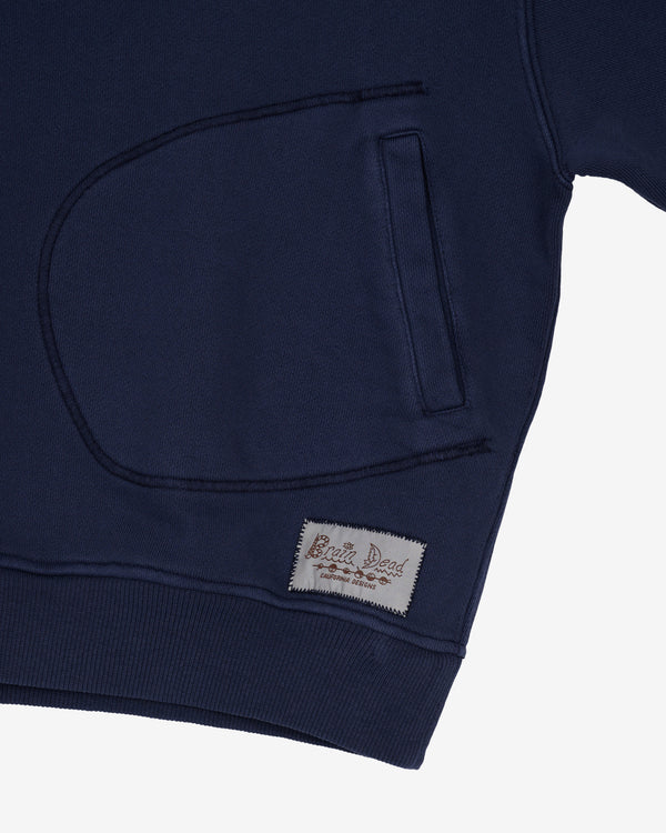 Brain Dead - Men's Half Zip Collared Sweatshirt - (Midnight)