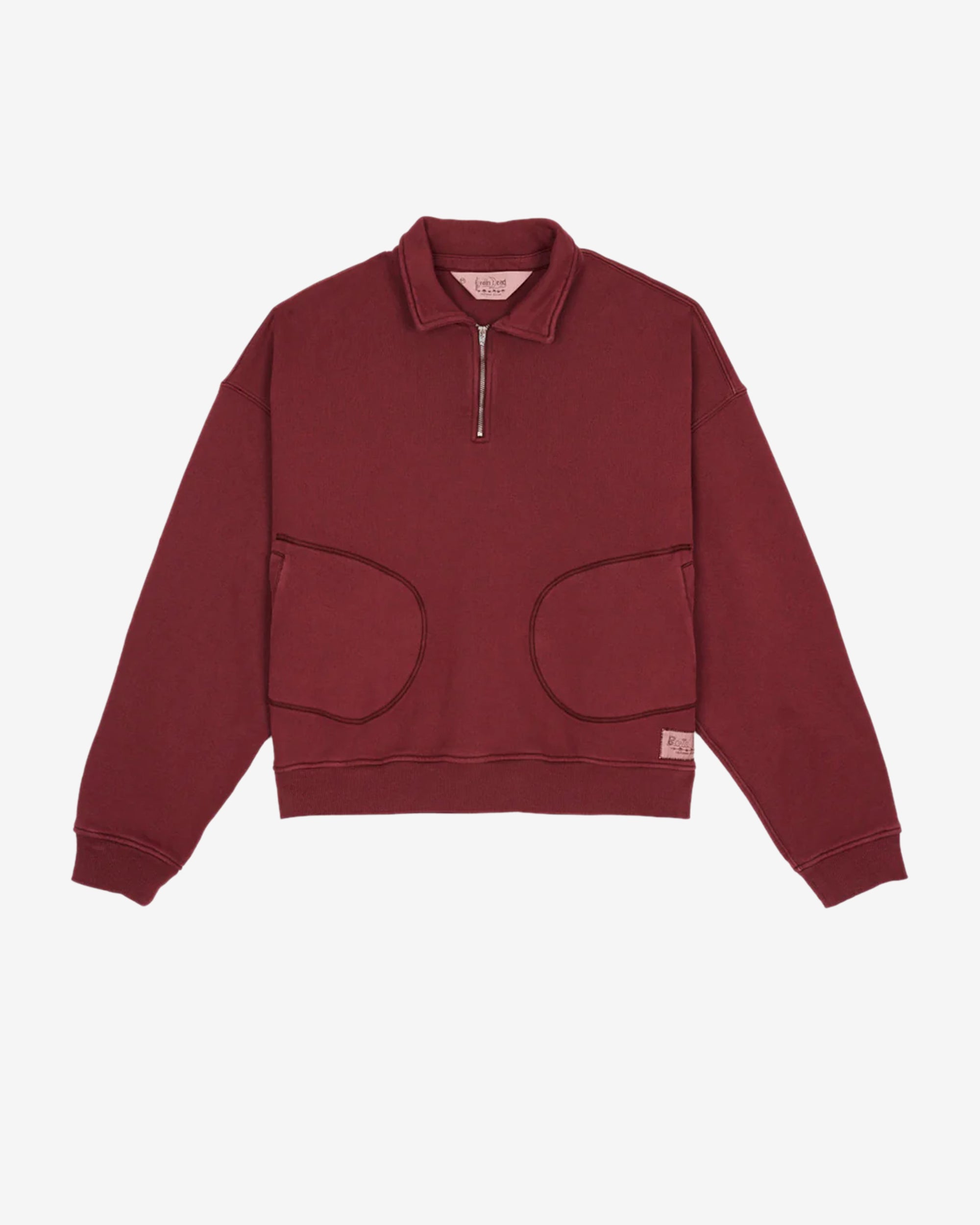 Brain Dead - Men's Half Zip Collared Sweatshirt - (Wine) view 1, Click to Zoom in