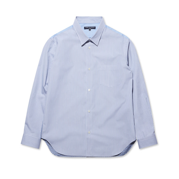 Comme des Garçons Homme - Men's Cotton Stripe/Check Shirt - (White/Blue)
