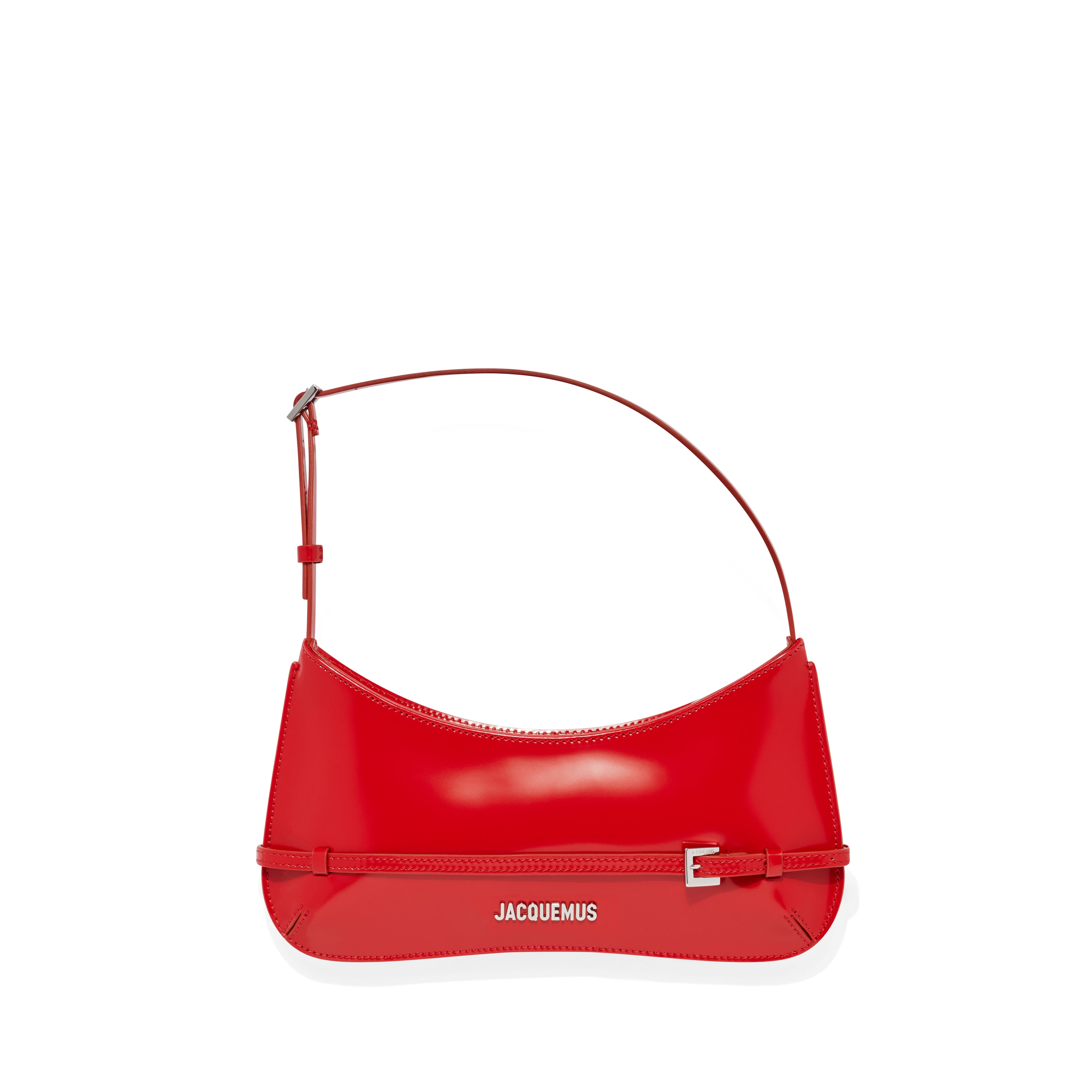Le Bisou Ceinture Patent Leather Shoulder Bag in Red - Jacquemus