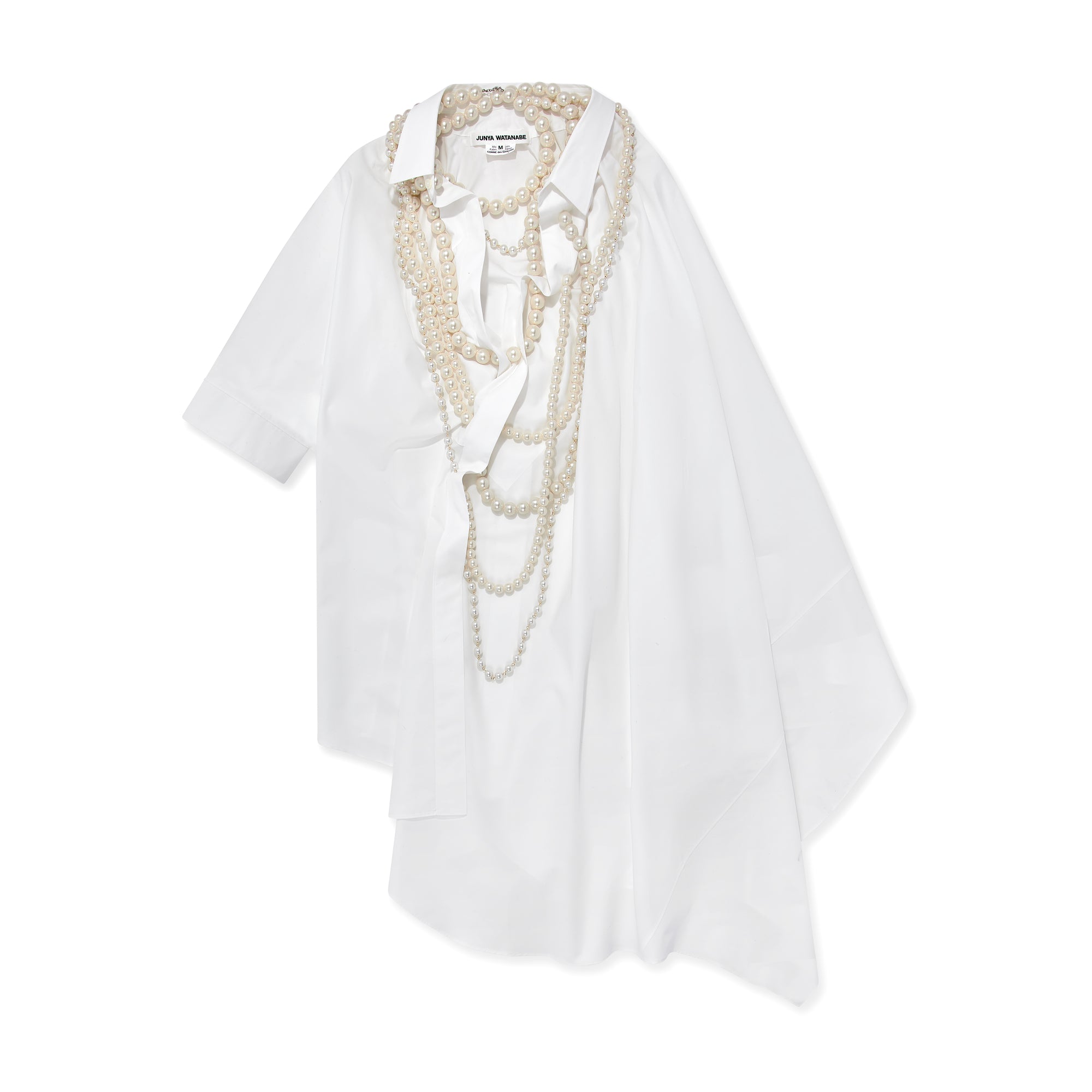 pearl shirt dress Women's White Woven Asymmetric Pearl Detail Shirt Dress