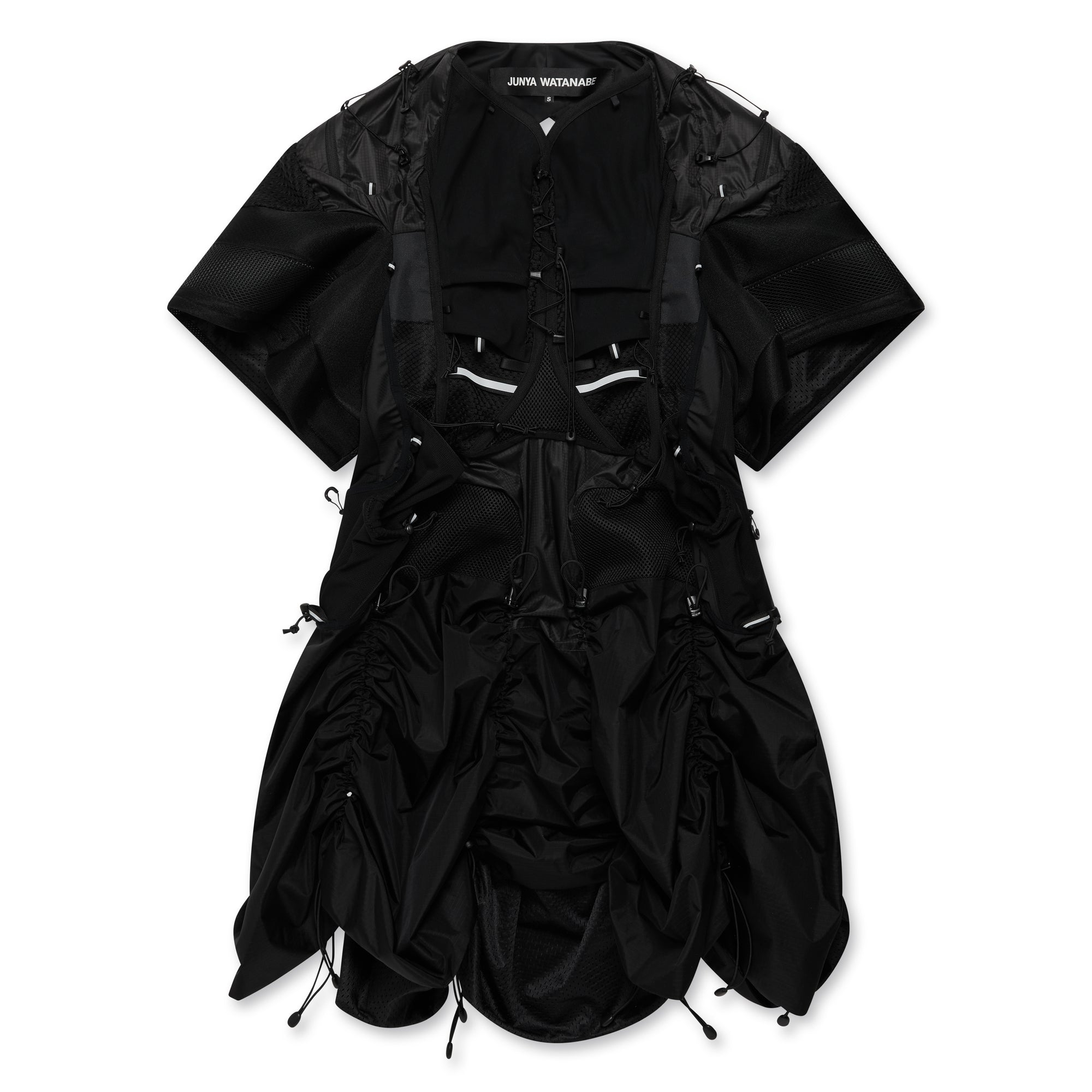 Junya Watanabe - Women's Drawcord Mesh Dress - (Black Mix) view 4