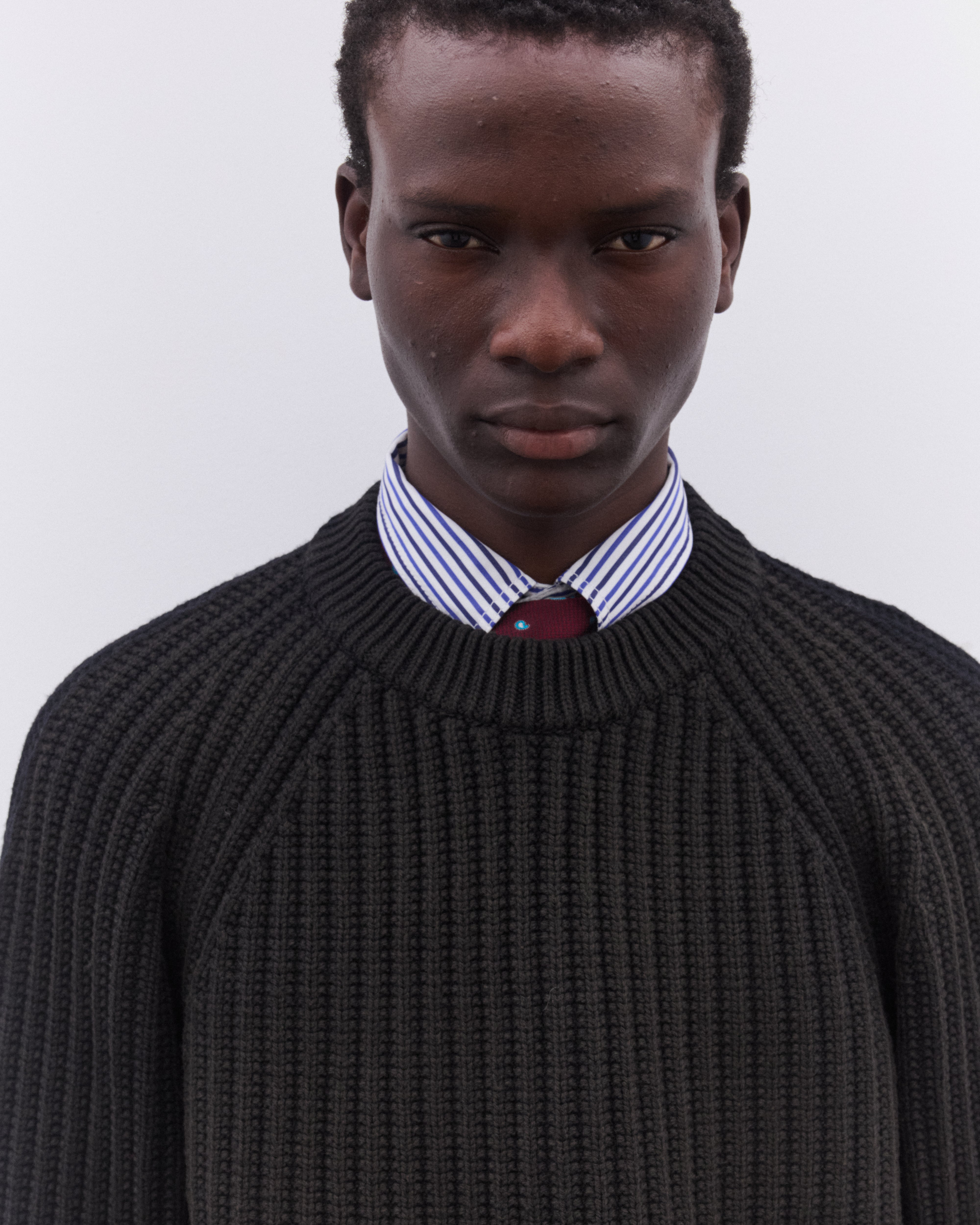 Junya Watanabe Man: Men's Heavy Rib Knit Sweater (Black) | DSMNY E